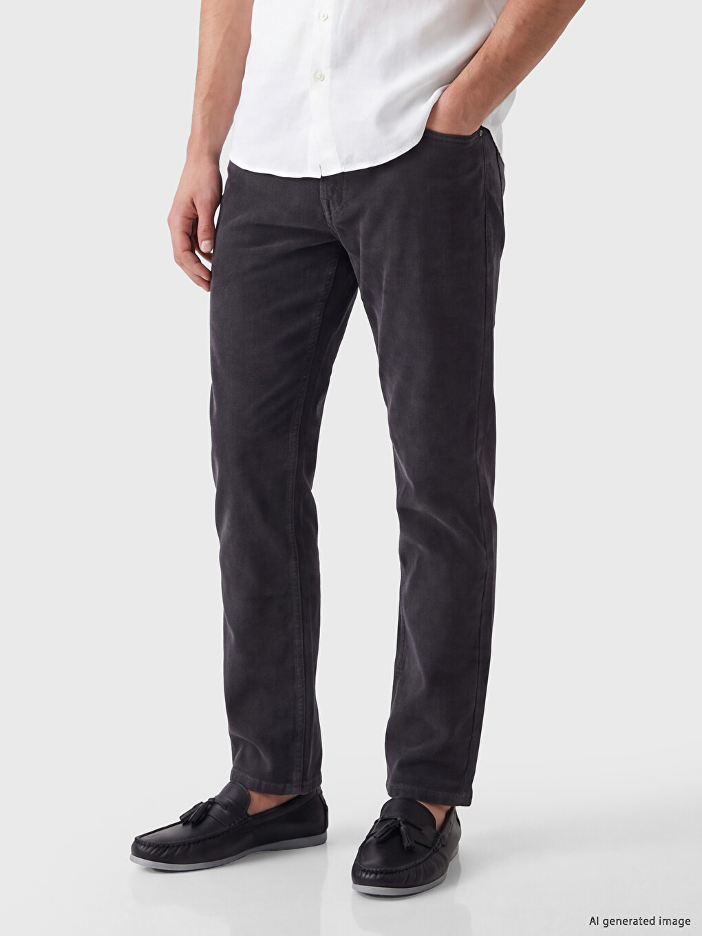 Antrasit Regular Fit Kadife Erkek Pantolon-1