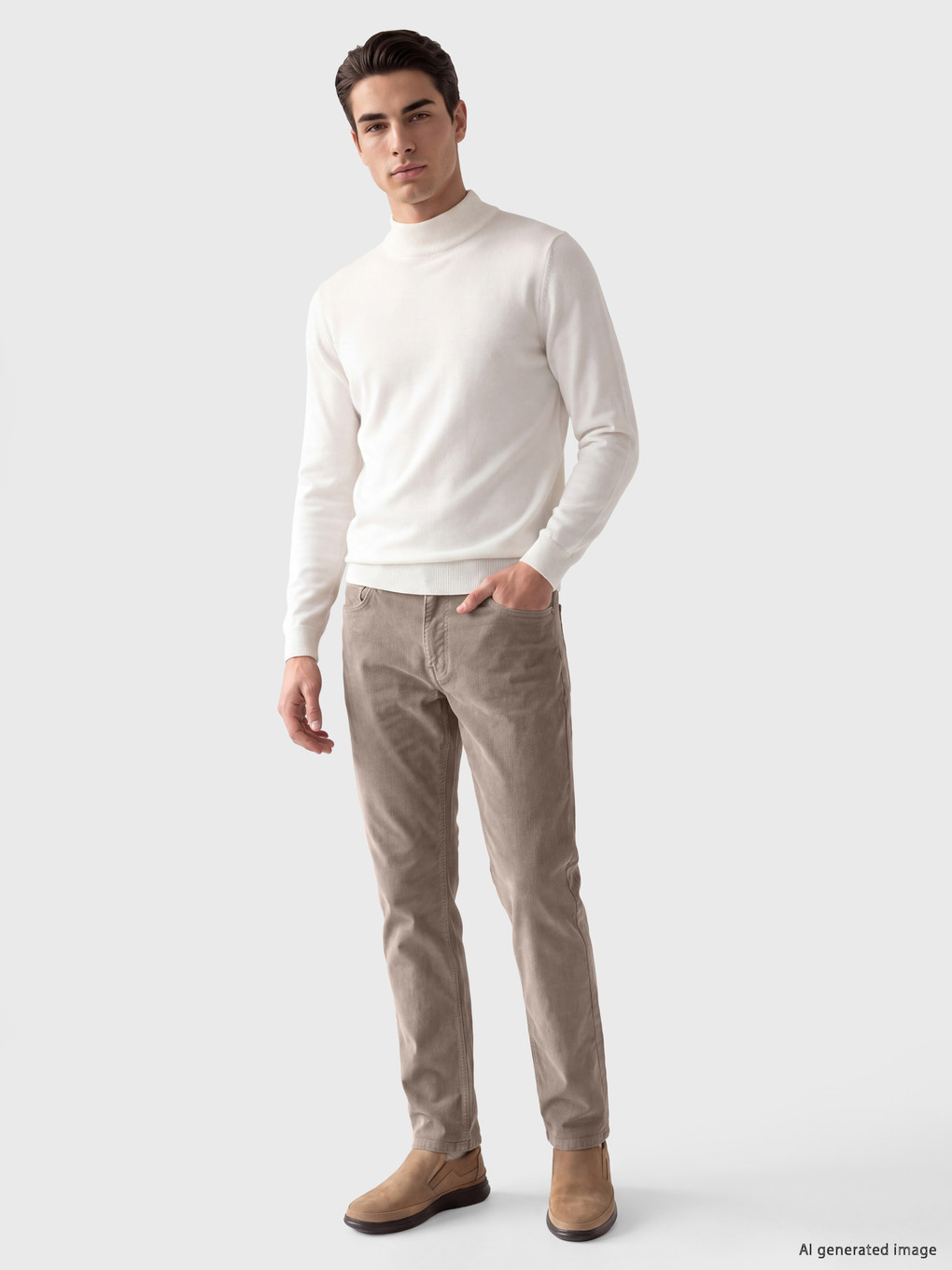 Bej Regular Fit Kadife Erkek Chino Pantolon
