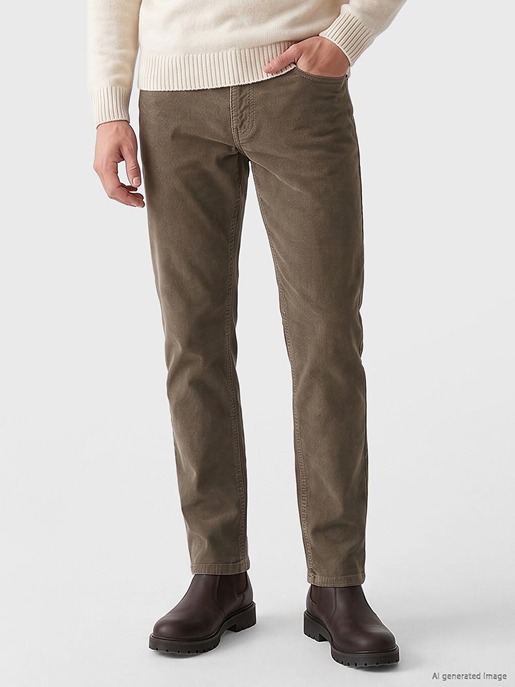Regular Fit Baršunaste Pantalone Za Muškarce-1