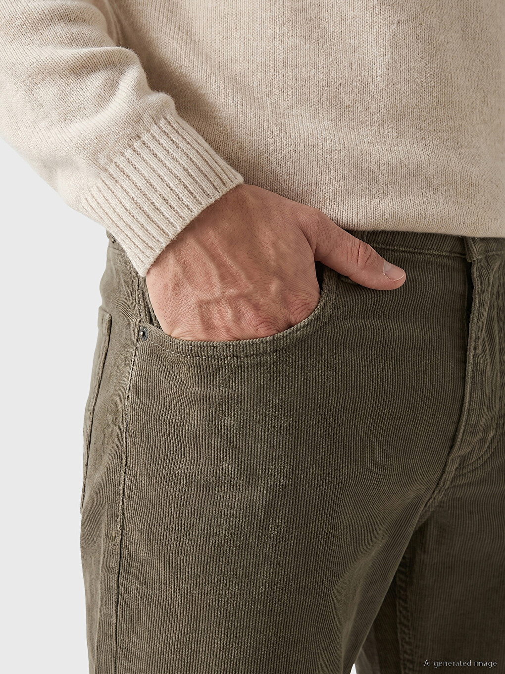 Regular Fit Baršunaste Pantalone Za Muškarce-2