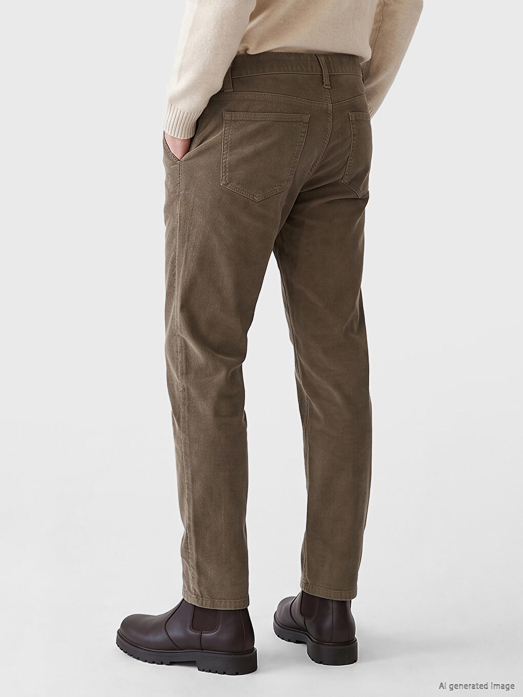 Regular Fit Baršunaste Pantalone Za Muškarce-3