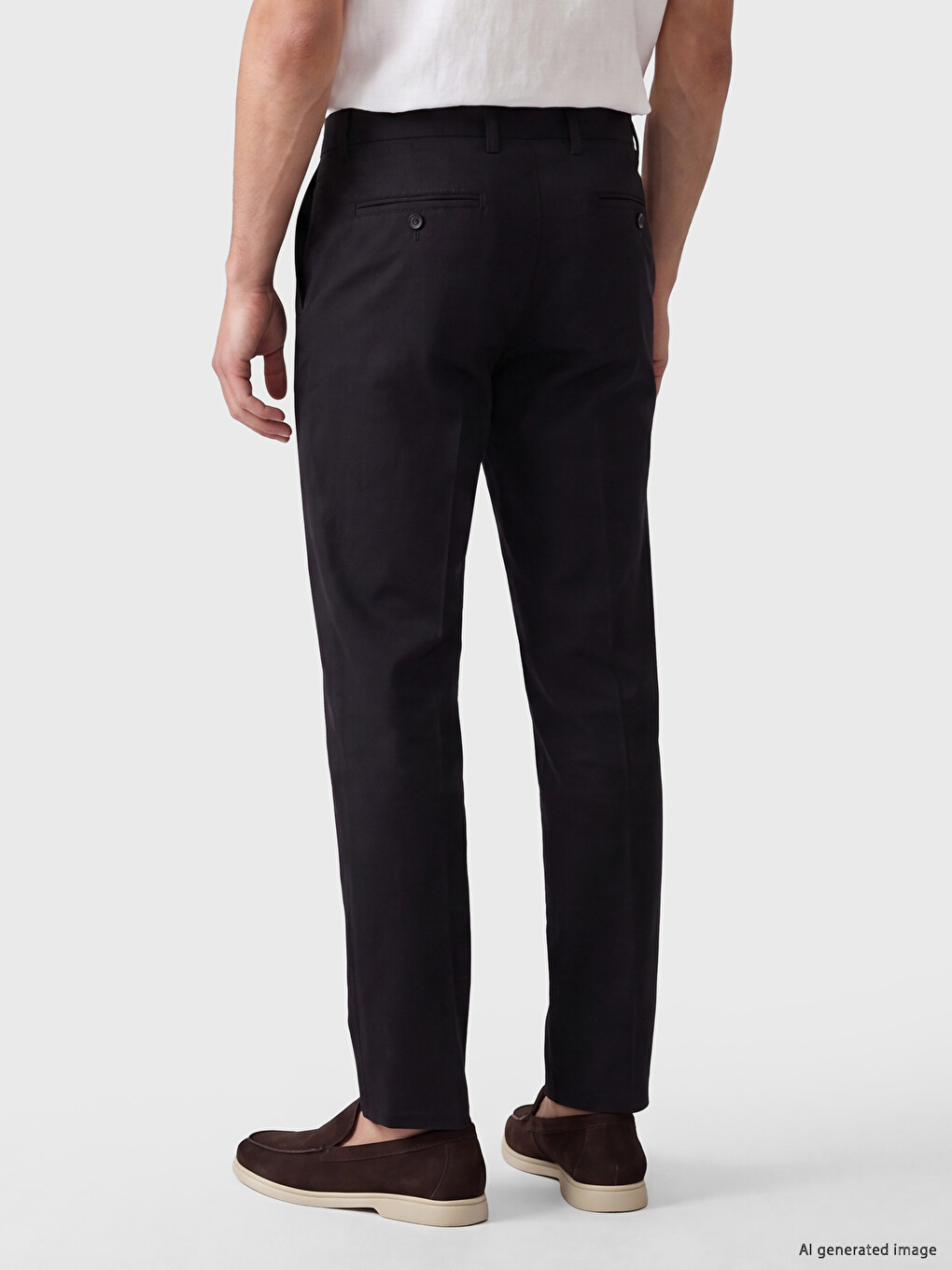 Siyah Standart Kalıp Erkek Chino Pantolon-2