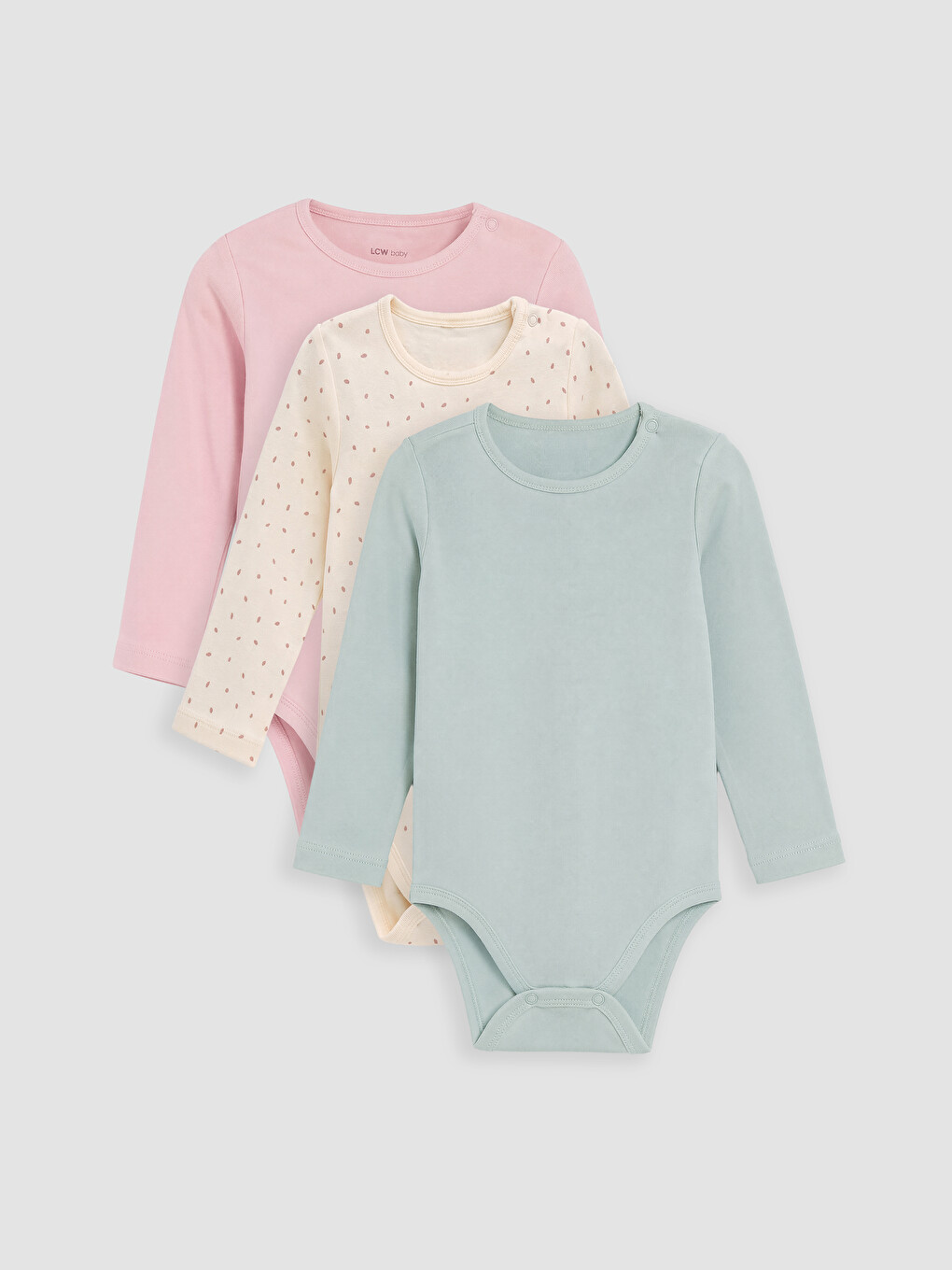 Pembe Kız Bebek Uzun Kollu Çıtçıtlı Body 3'lü
