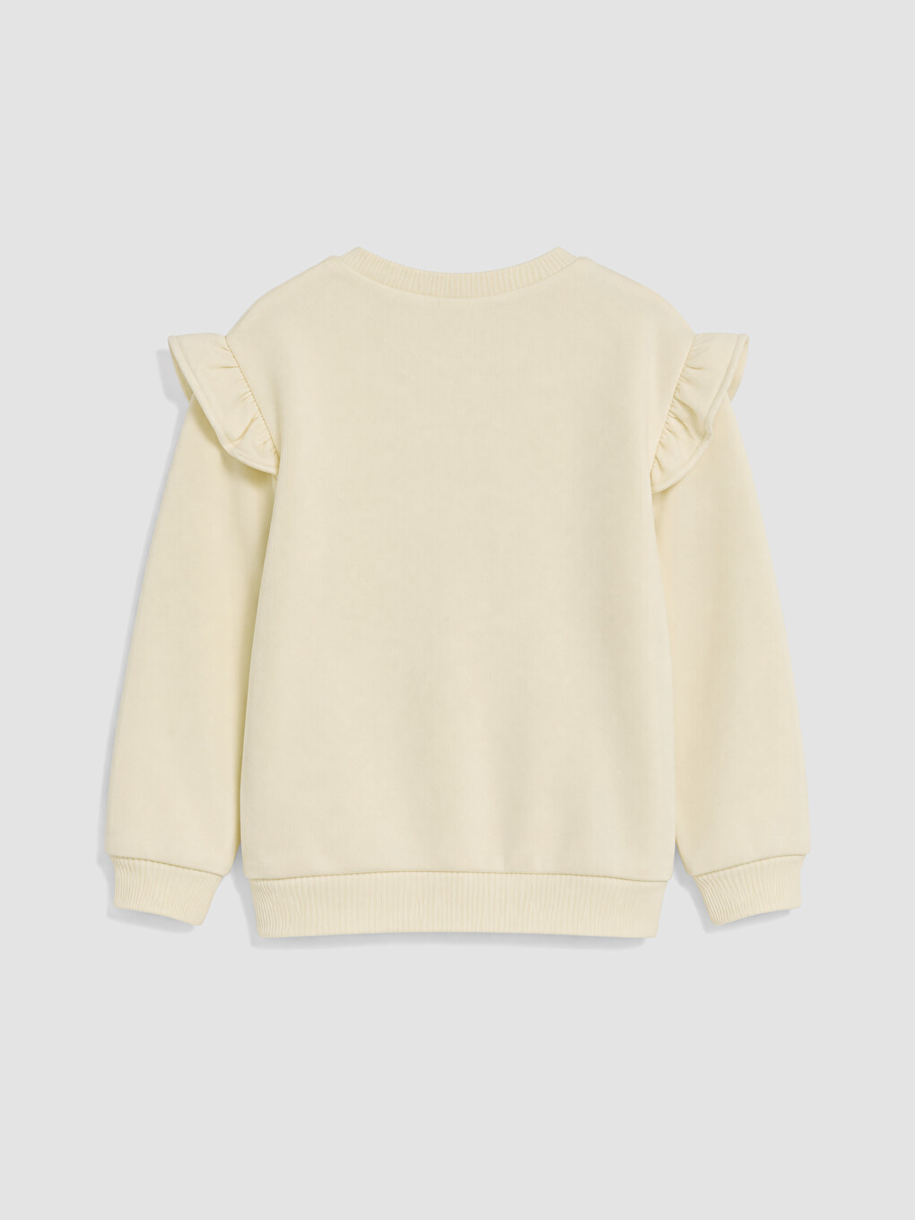 Ekru Bisiklet Yaka Baskılı Kız Bebek Kalın Sweatshirt-3