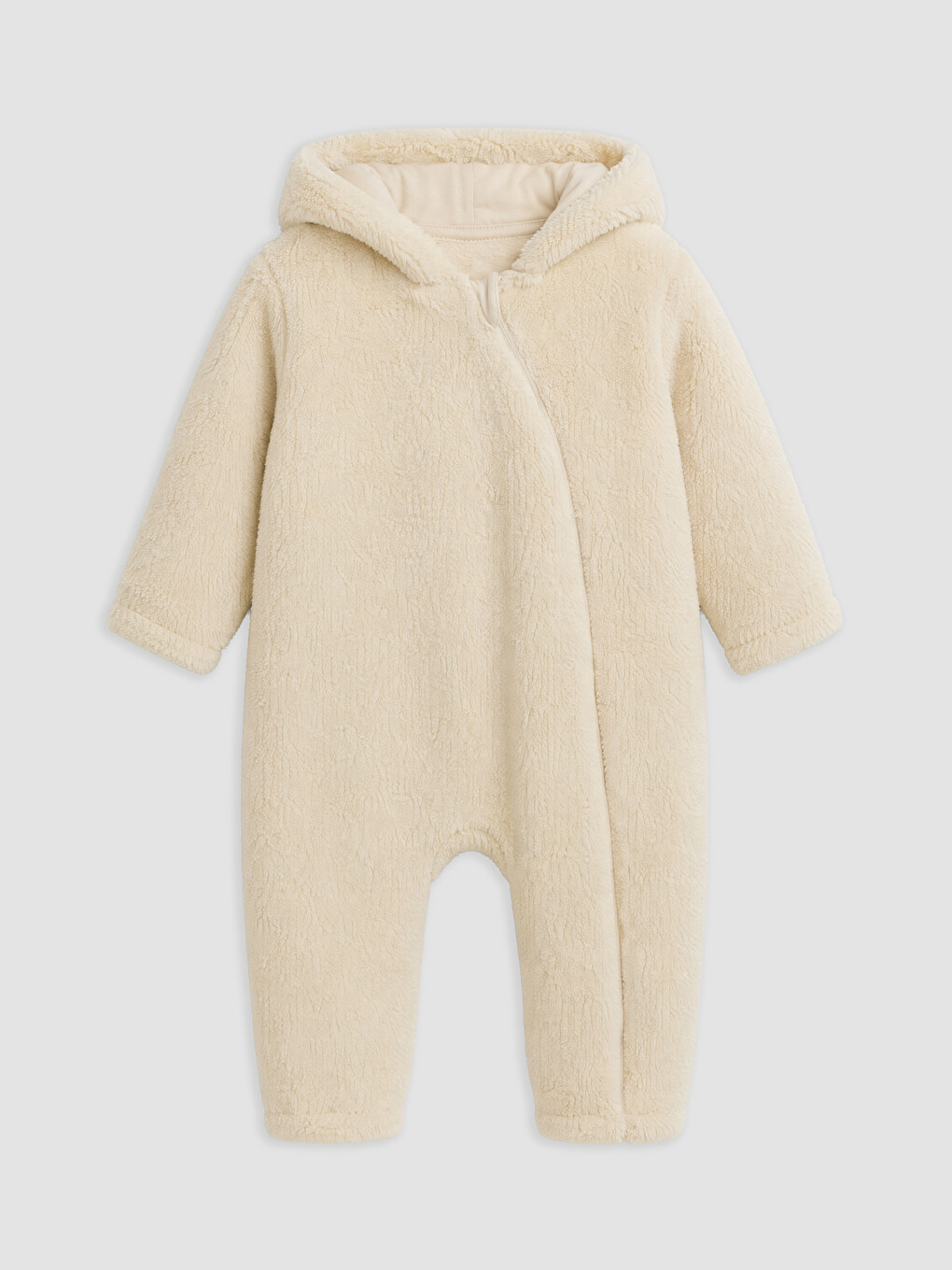 Hooded Baby Girls' Plush Jumpsuit
