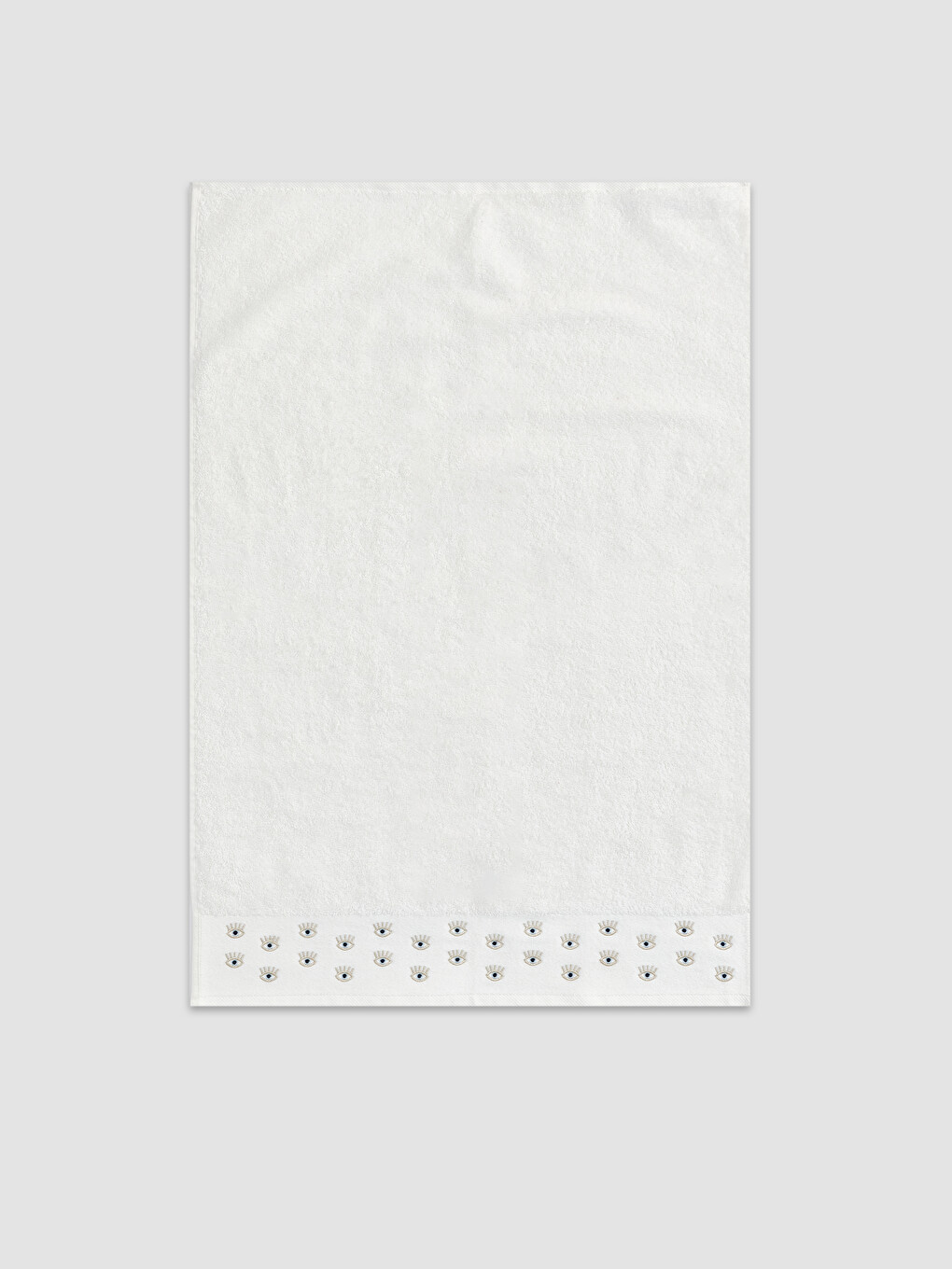 Ekru Nakışlı Pamuklu Yüz Havlusu 50x80 Cm-1