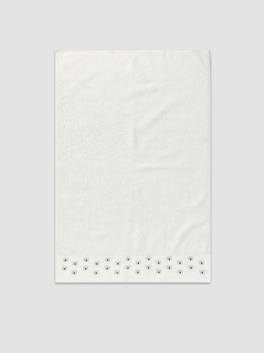 Ekru Nakışlı Pamuklu Yüz Havlusu 50x80 Cm-2