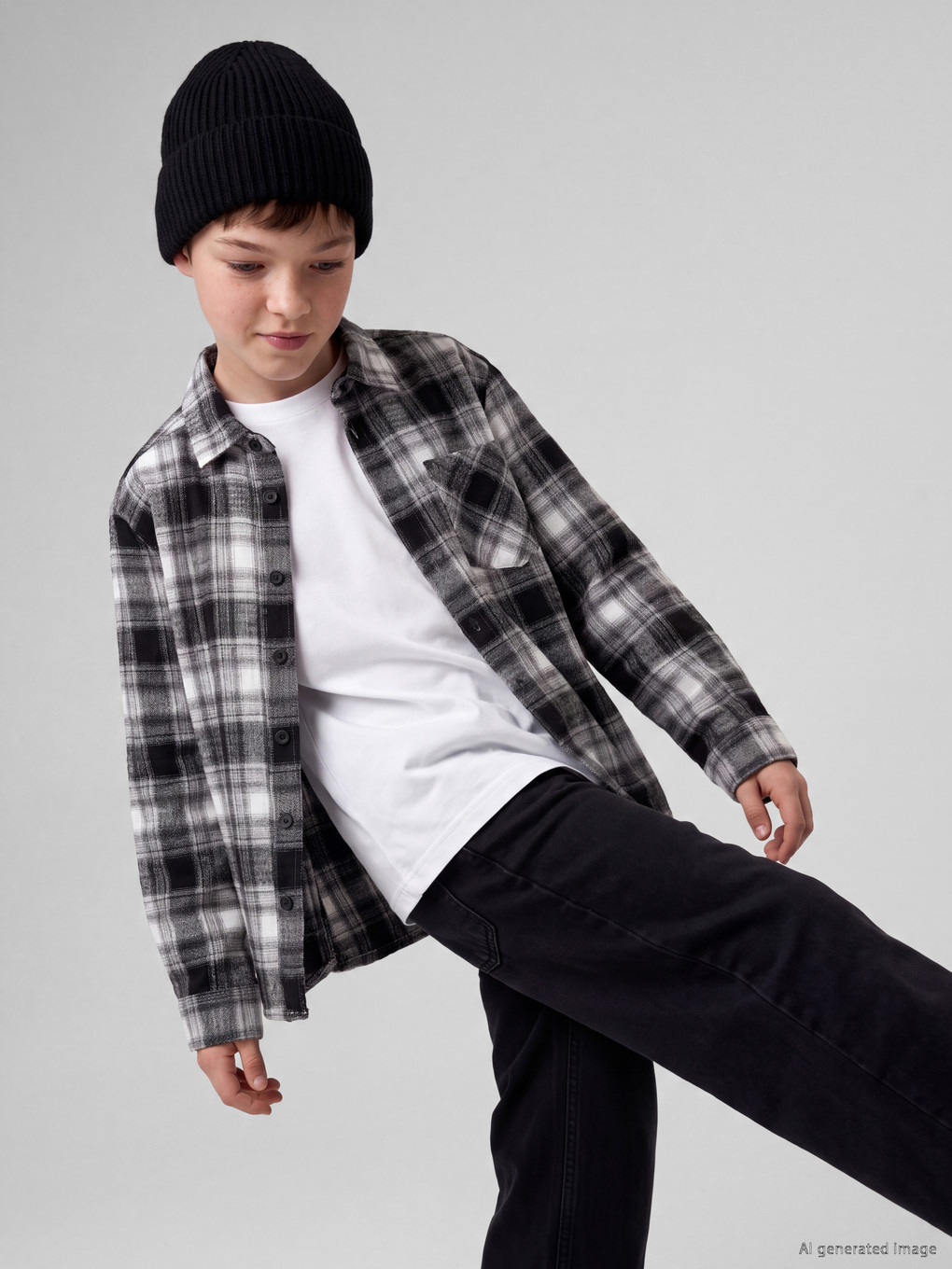 Long Sleeved Plaid Gabardine Boys' Shirt