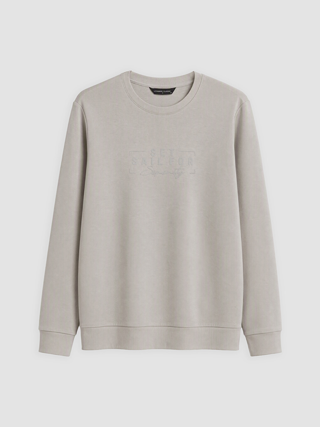 Gri Bisiklet Yaka Baskılı Erkek Sweatshirt