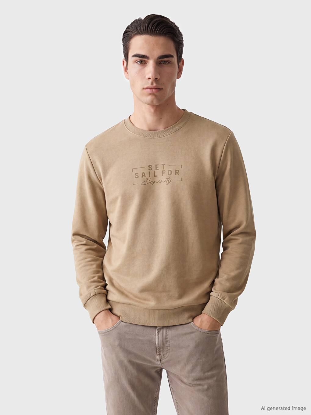 Crew Neck Printed Men's Sweatshirt
