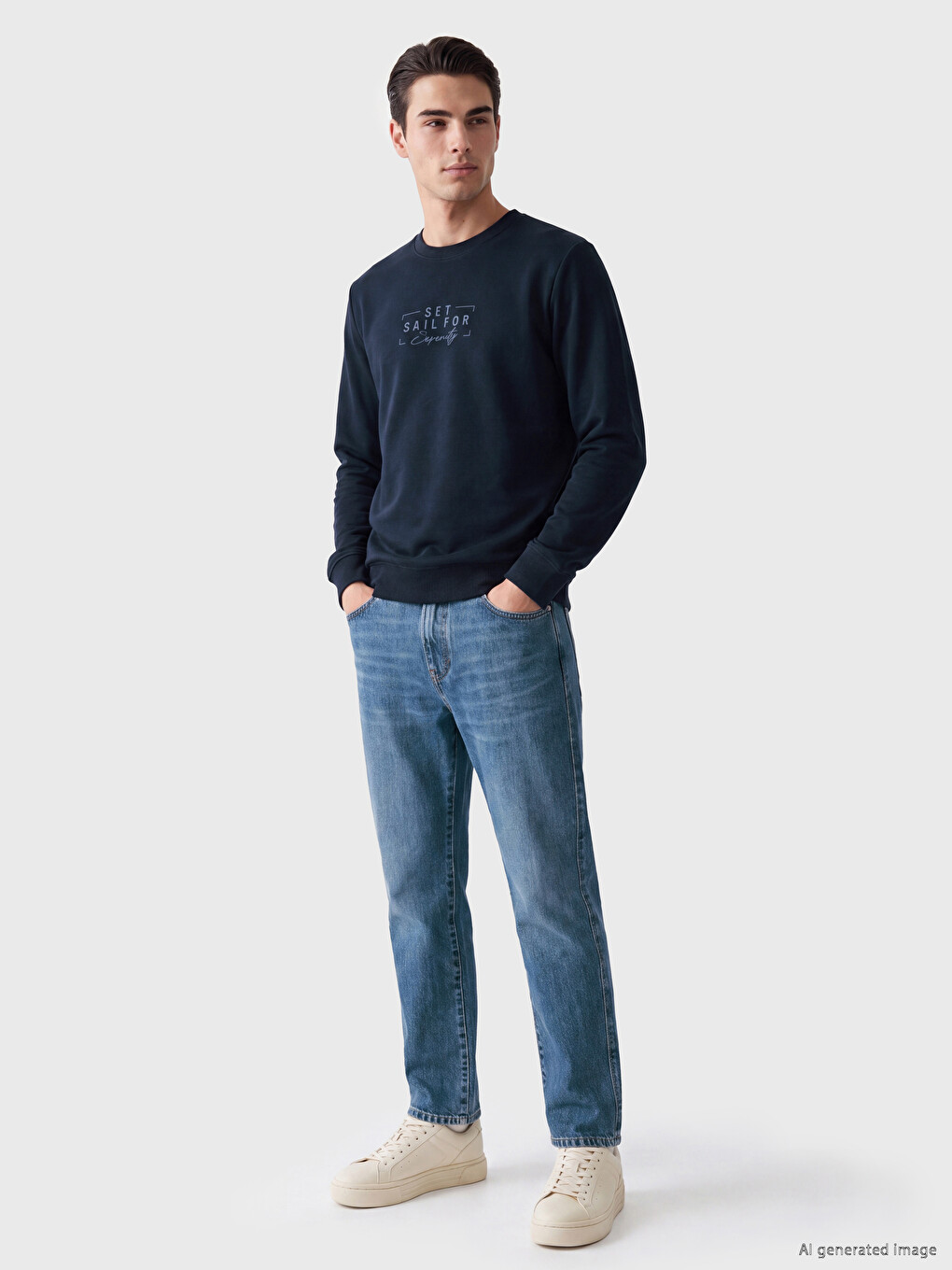 Crew Neck Printed Men's Sweatshirt-1