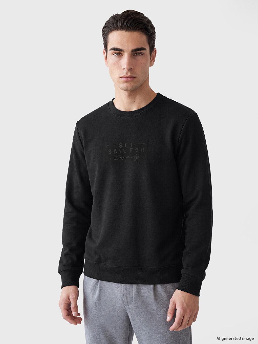 Crew Neck Printed Men's Sweatshirt-1