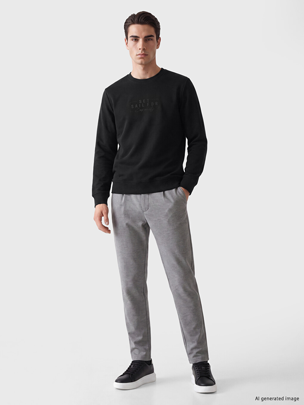 Crew Neck Printed Men's Sweatshirt