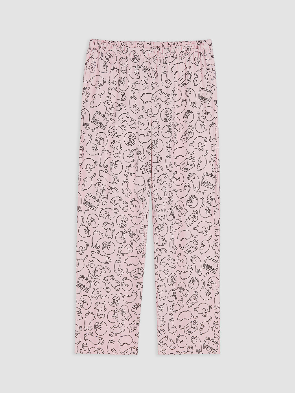 Pembe Kedi Desenli Kadın Pijama Takım-7