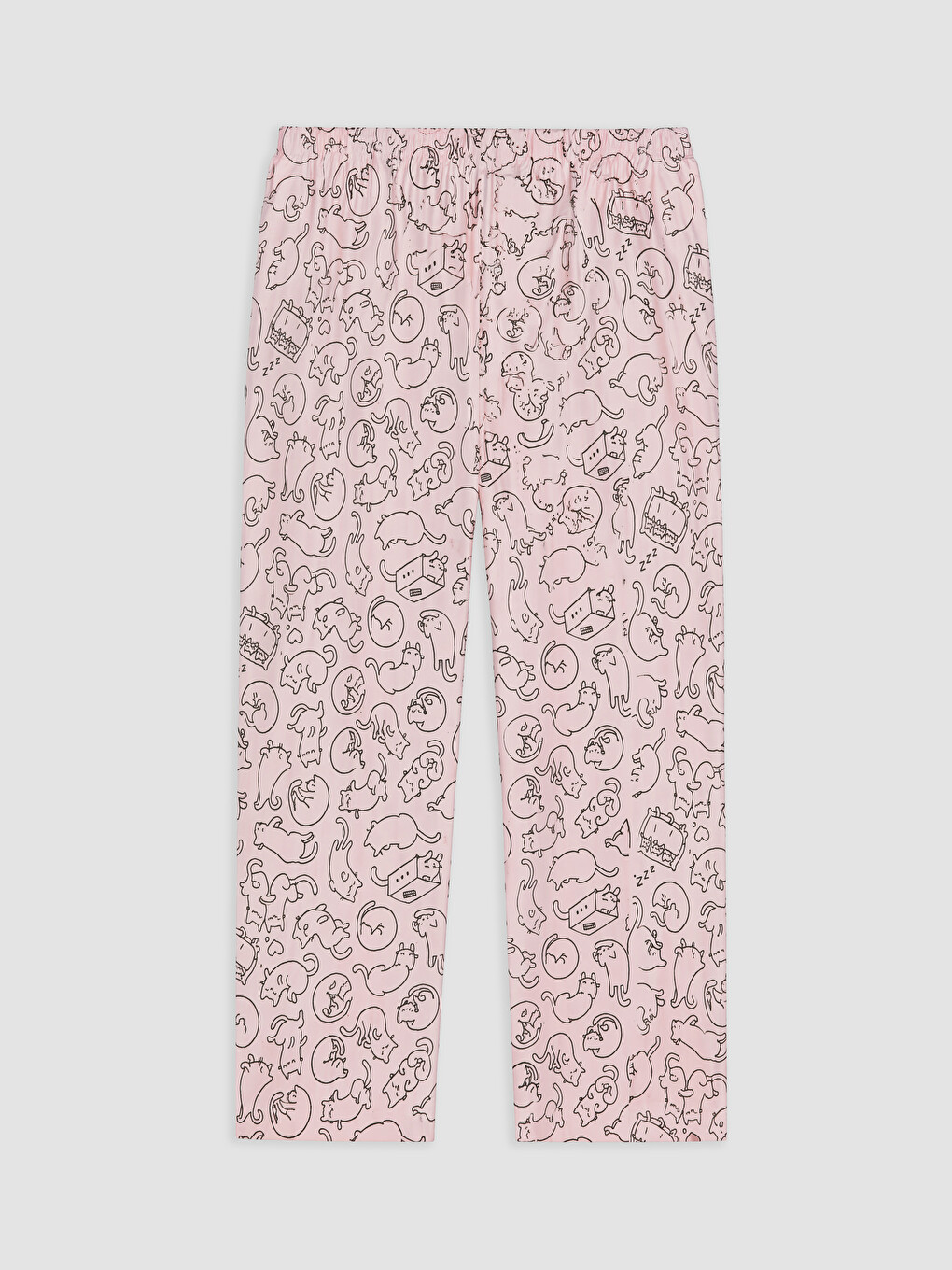 Pembe Kedi Desenli Kadın Pijama Takım-8