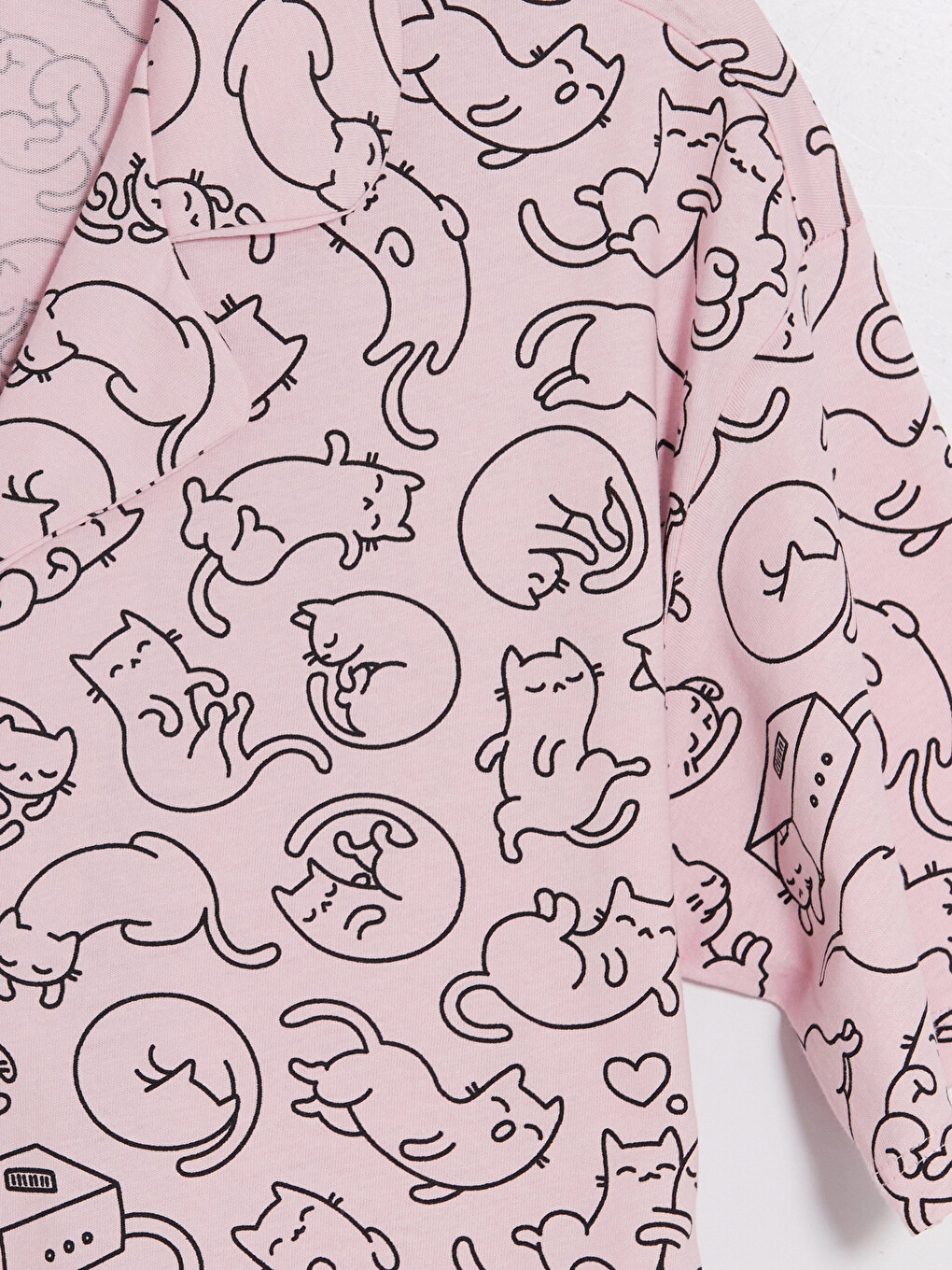 Pembe Kedi Desenli Kadın Pijama Takım-9