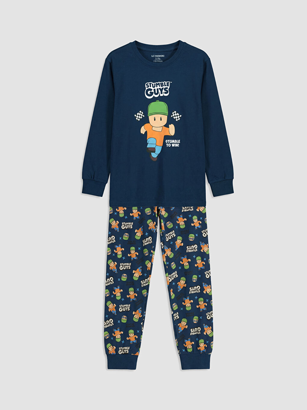 Lacivert Stumble Guys Baskılı Erkek Çocuk Pijama Takımı