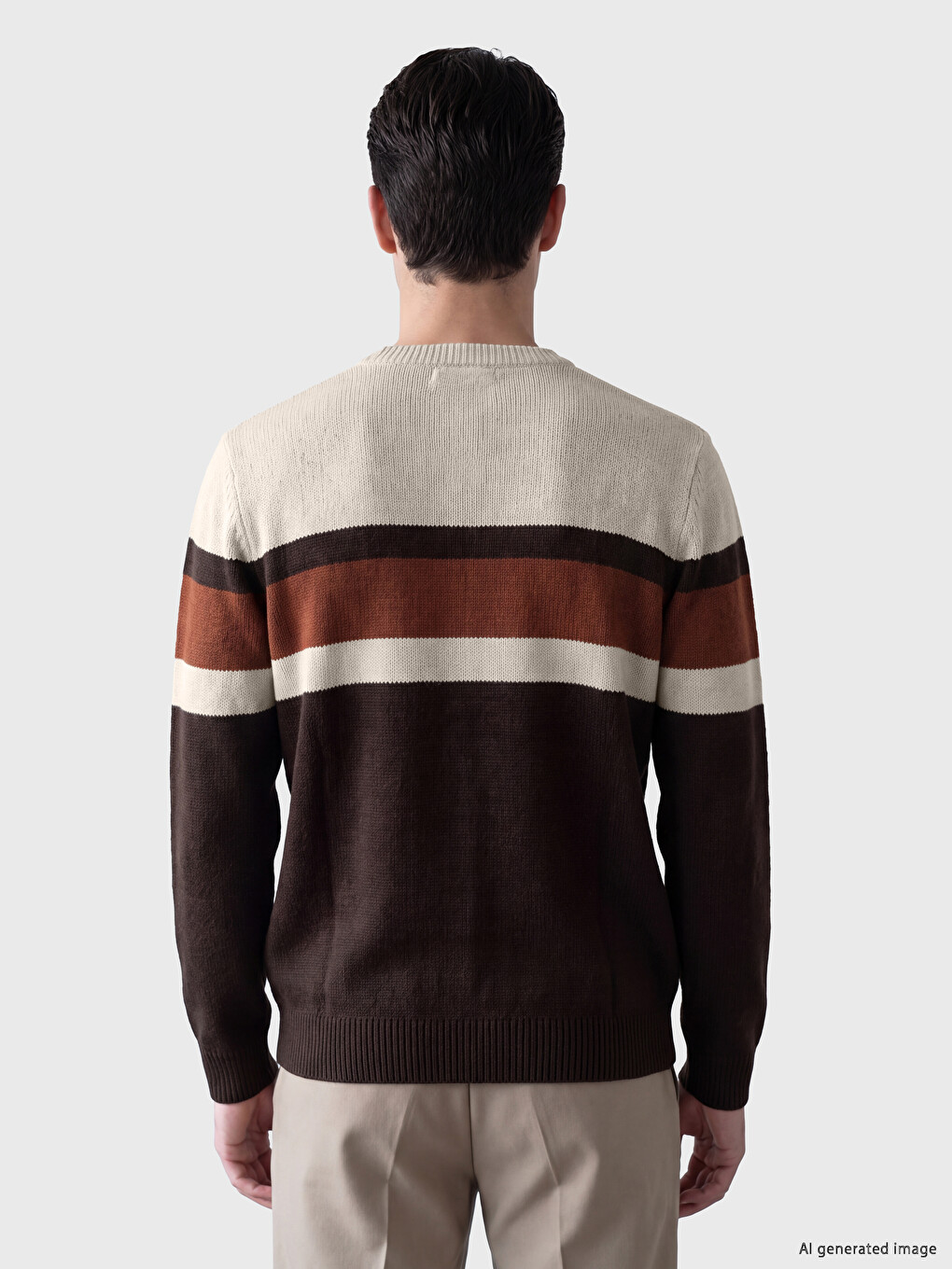 Crew Neck Striped Men's Knitwear Sweater-2