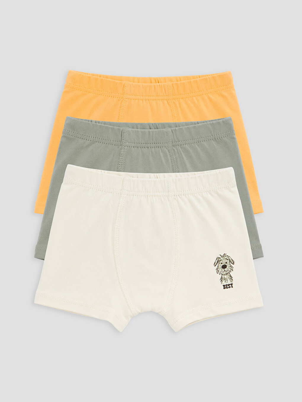 Ekru Erkek Çocuk Baskılı Boxer 3'lü-4