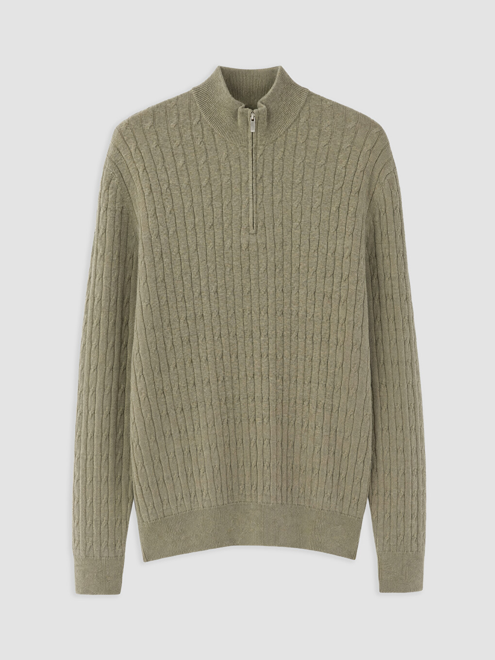 Stand-up Collar Cable Knit Men's Knitwear Sweater-4