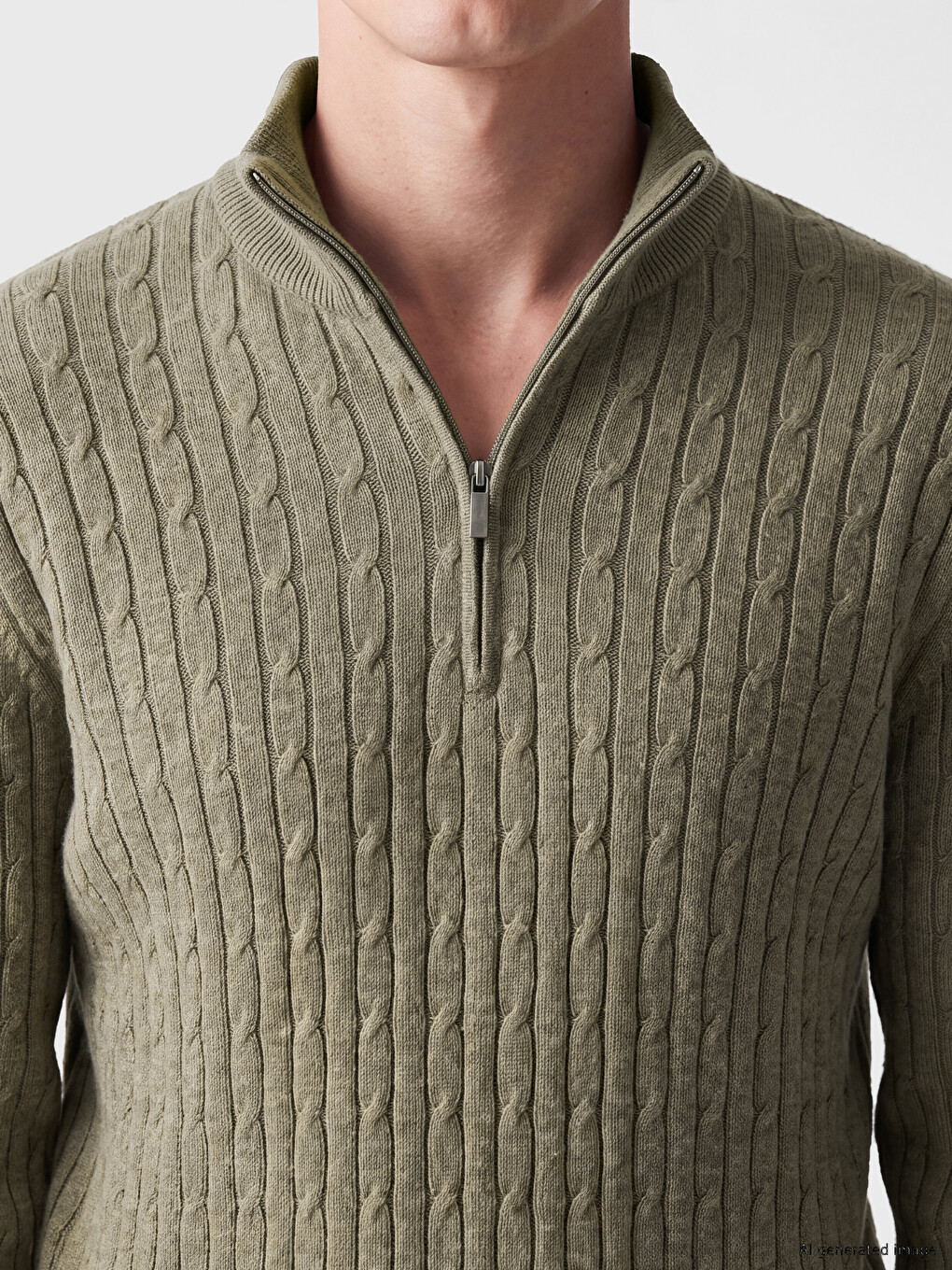 Stand-up Collar Cable Knit Men's Knitwear Sweater-2
