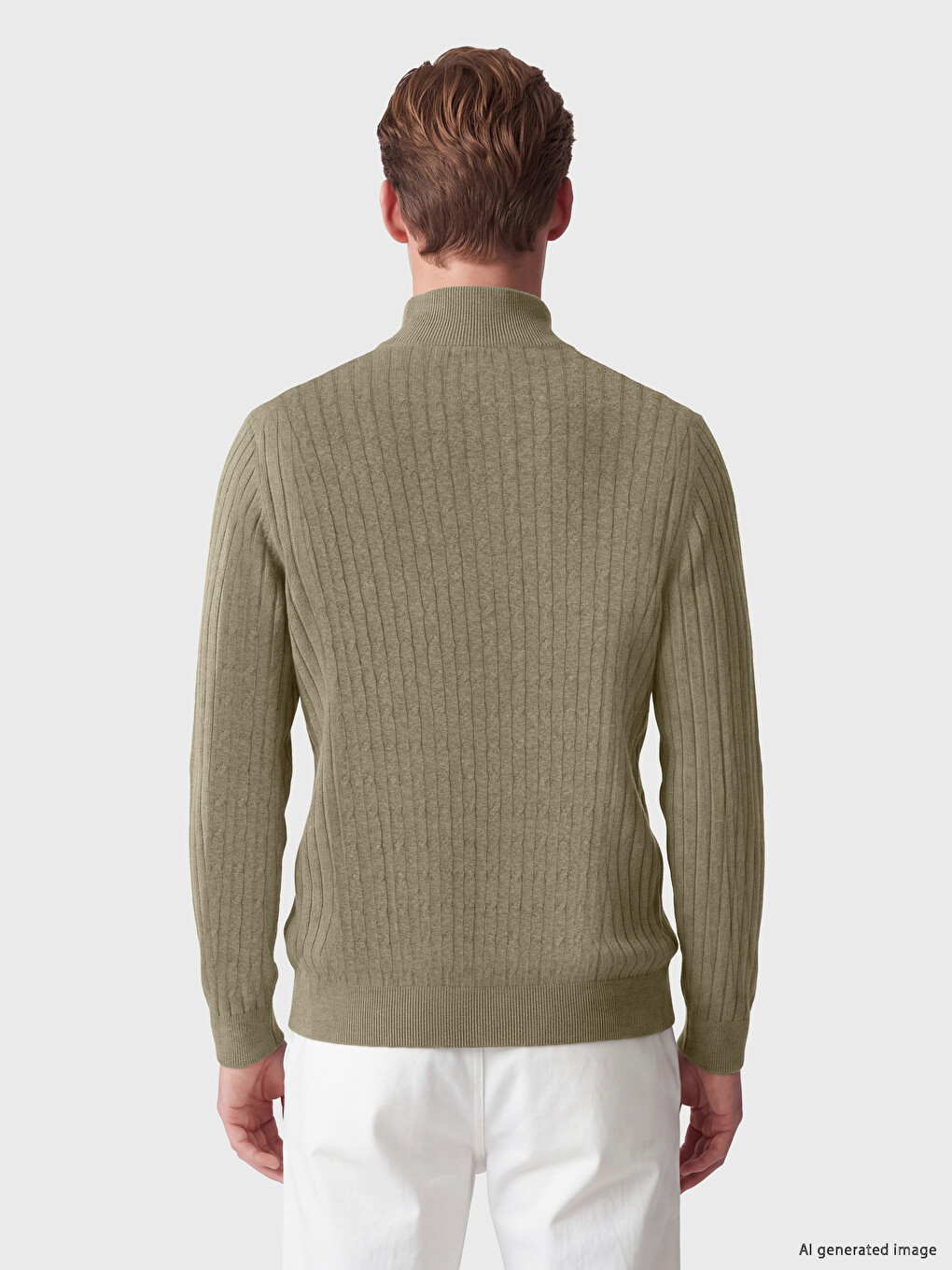 Stand-up Collar Cable Knit Men's Knitwear Sweater-3