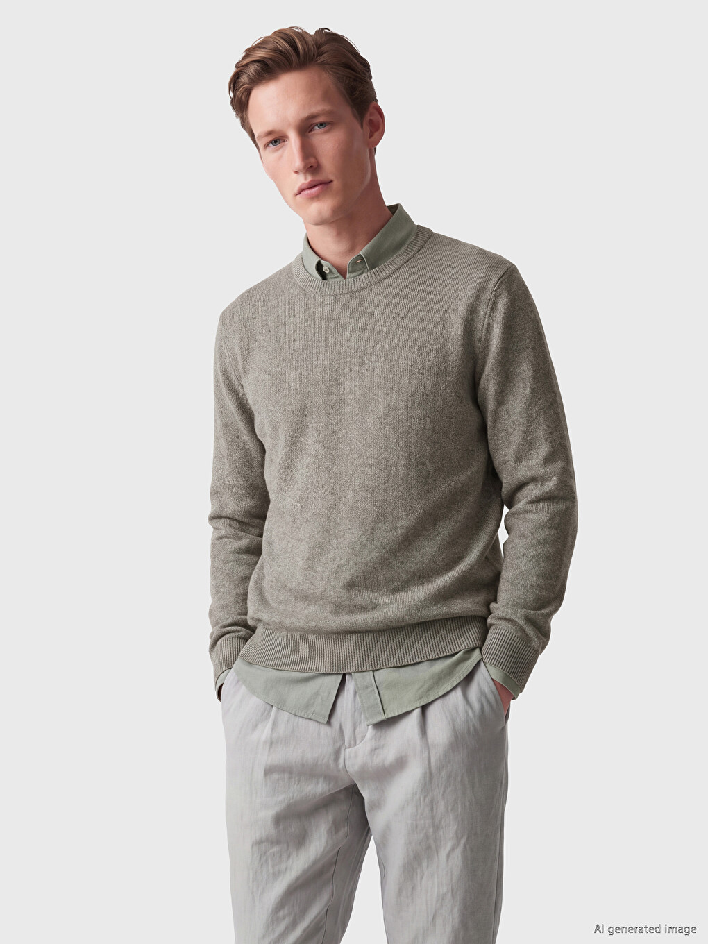 Crew Neck Patterned Men's Knitwear Sweater