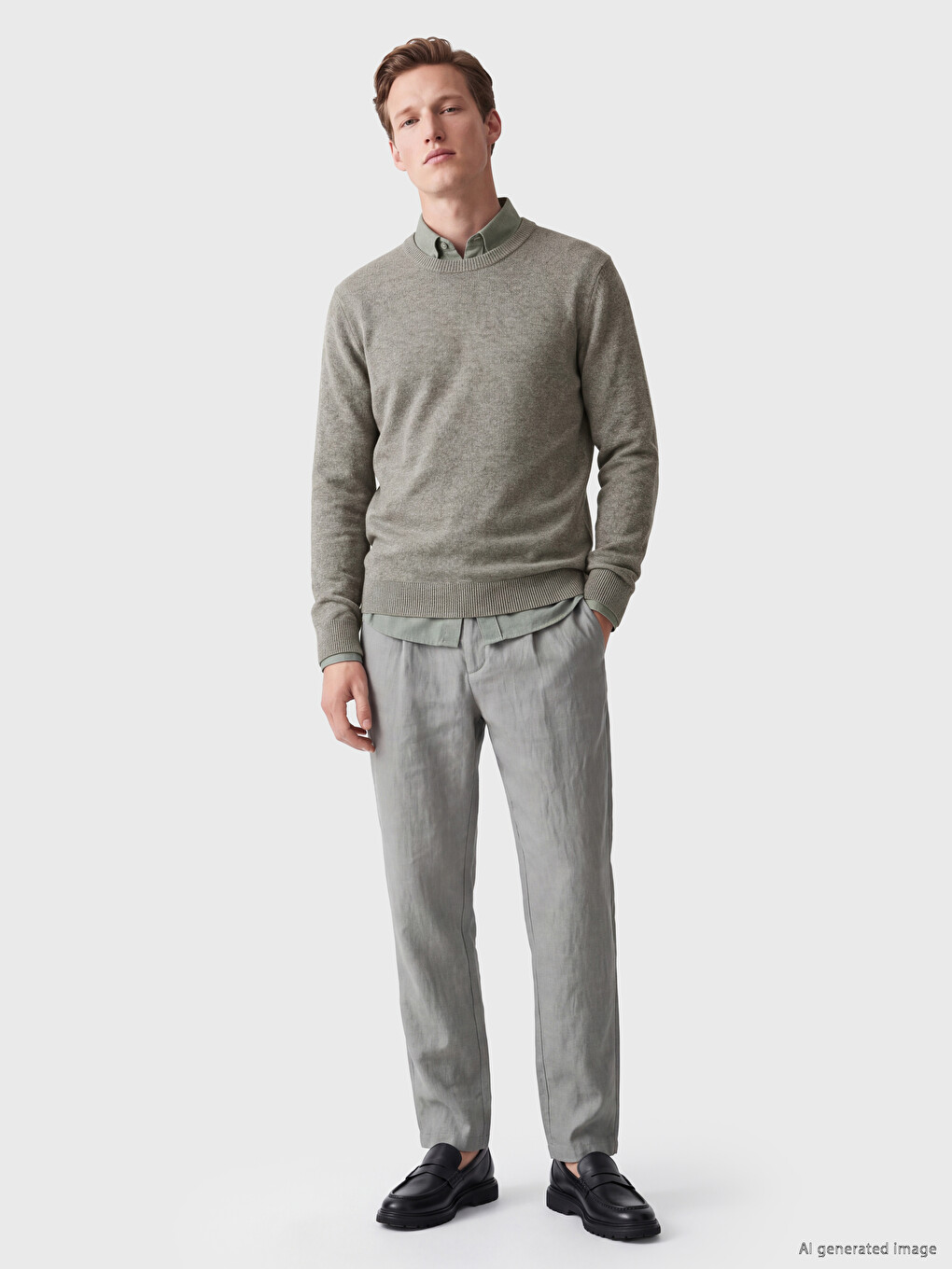 Crew Neck Patterned Men's Knitwear Sweater-1