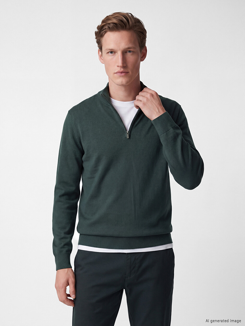 Mock Neck Men's Knitwear Sweater