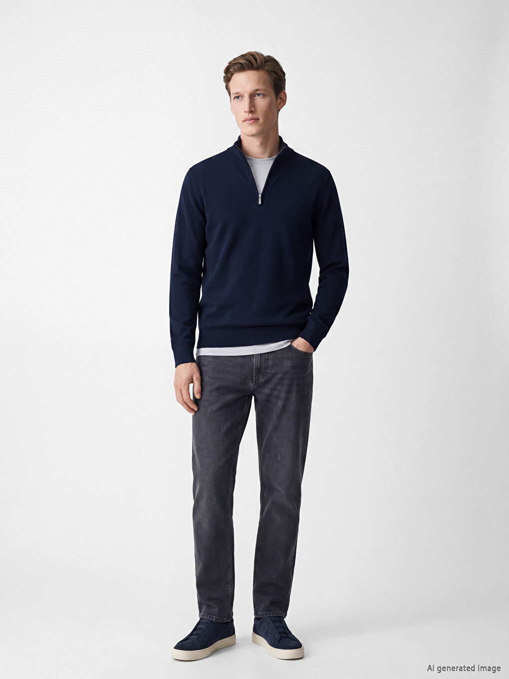 Mock Neck Men's Knitwear Sweater-1