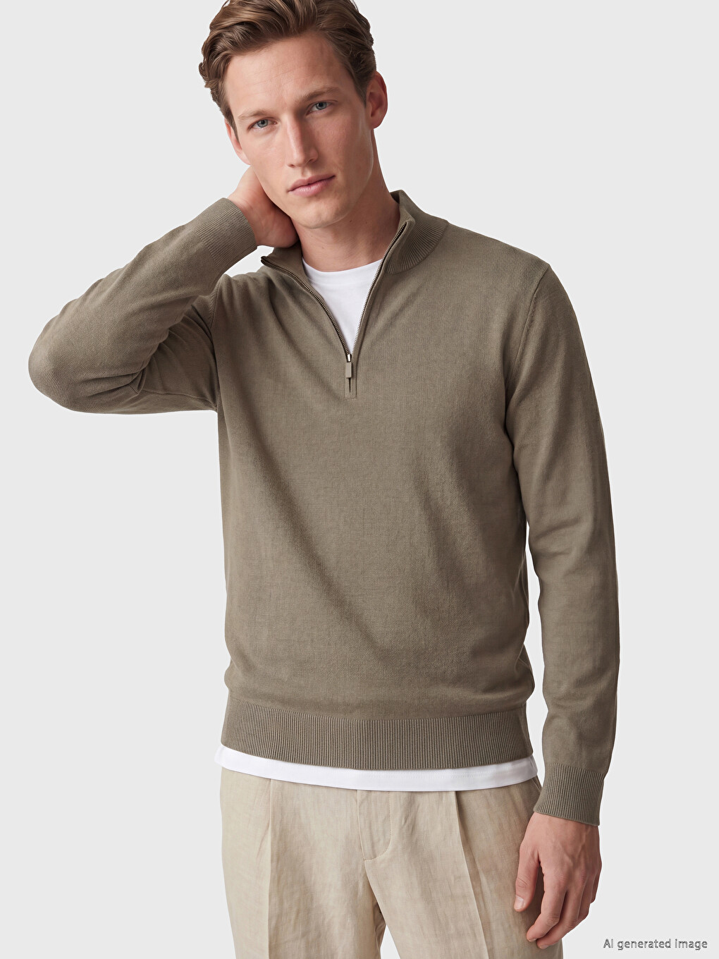 Pull-over En Maille À Col Montant Zippé Pour Homme