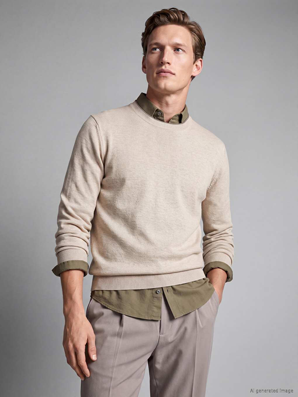 Crew Neck Men's Knitwear Sweater