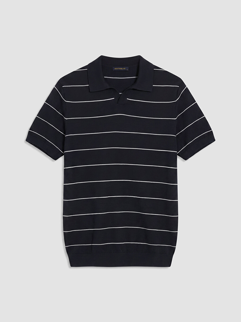 Lacivert Polo Yaka Çizgili Erkek Triko Tişört-4