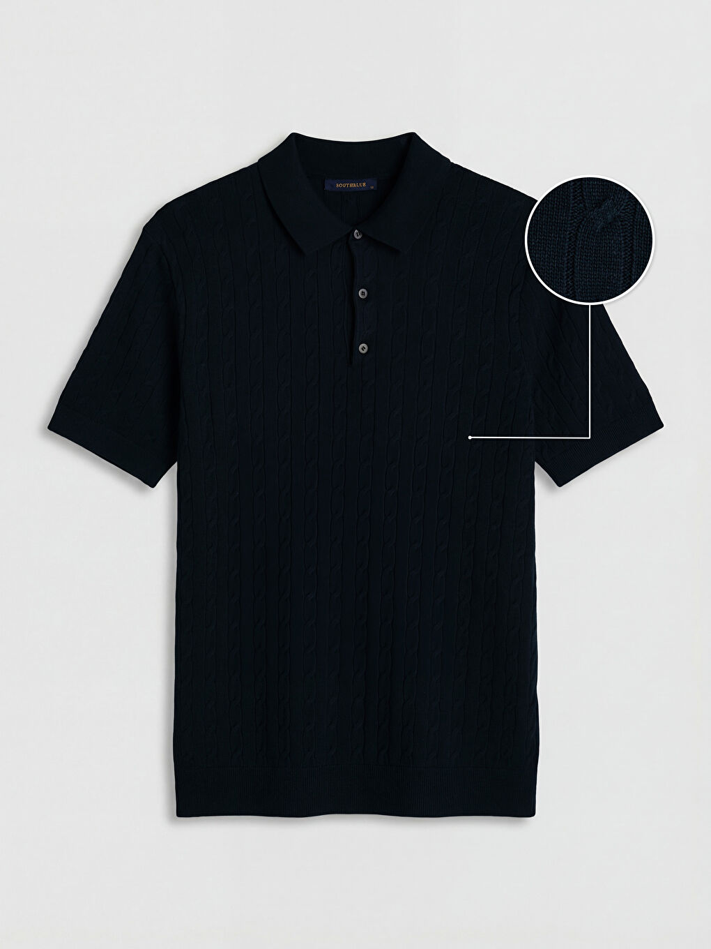 Lacivert Polo Yaka Desenli Erkek Triko Tişört