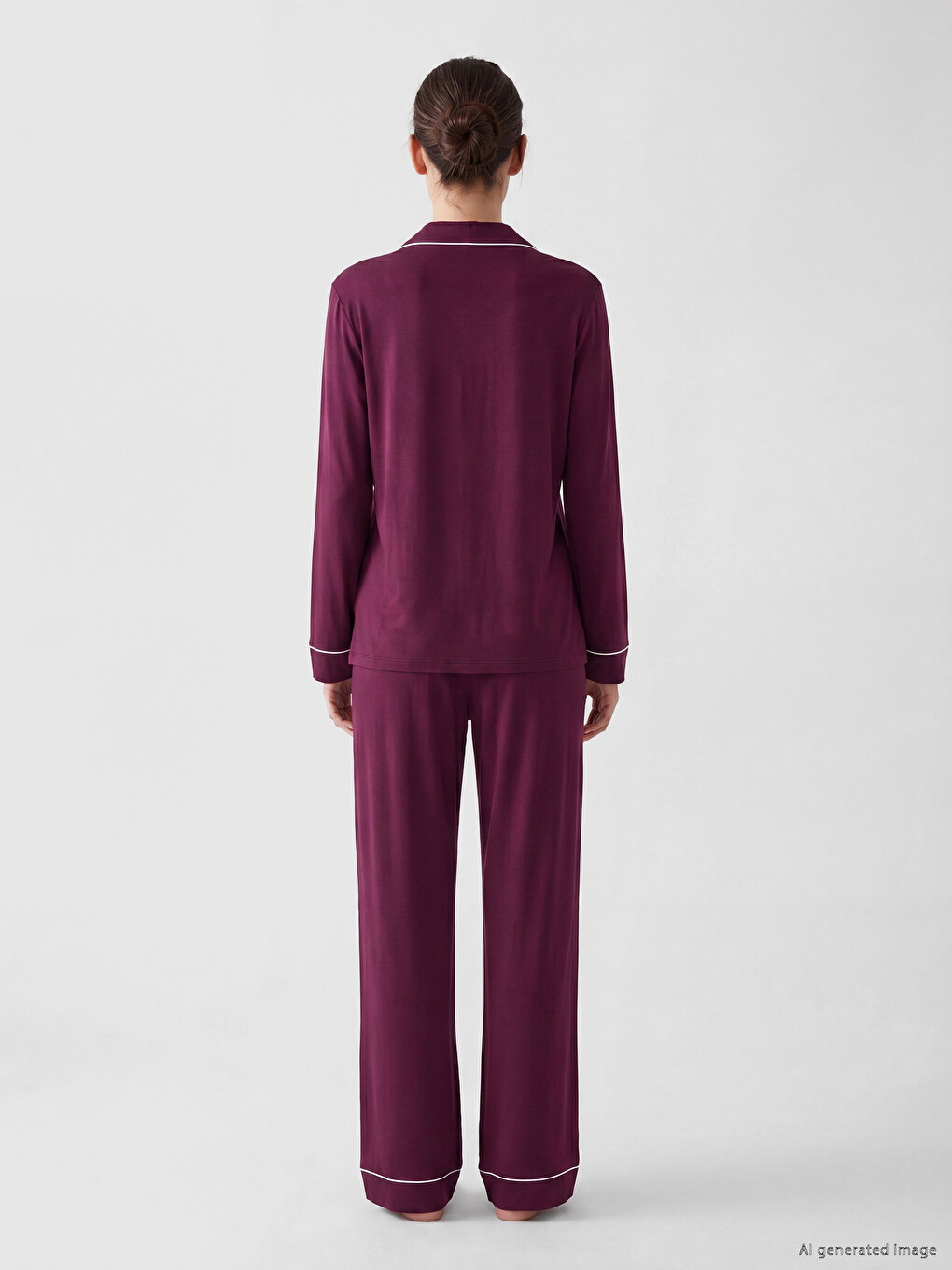 Set De Pijama Pentru Femei Cu Guler De Cămașă-3