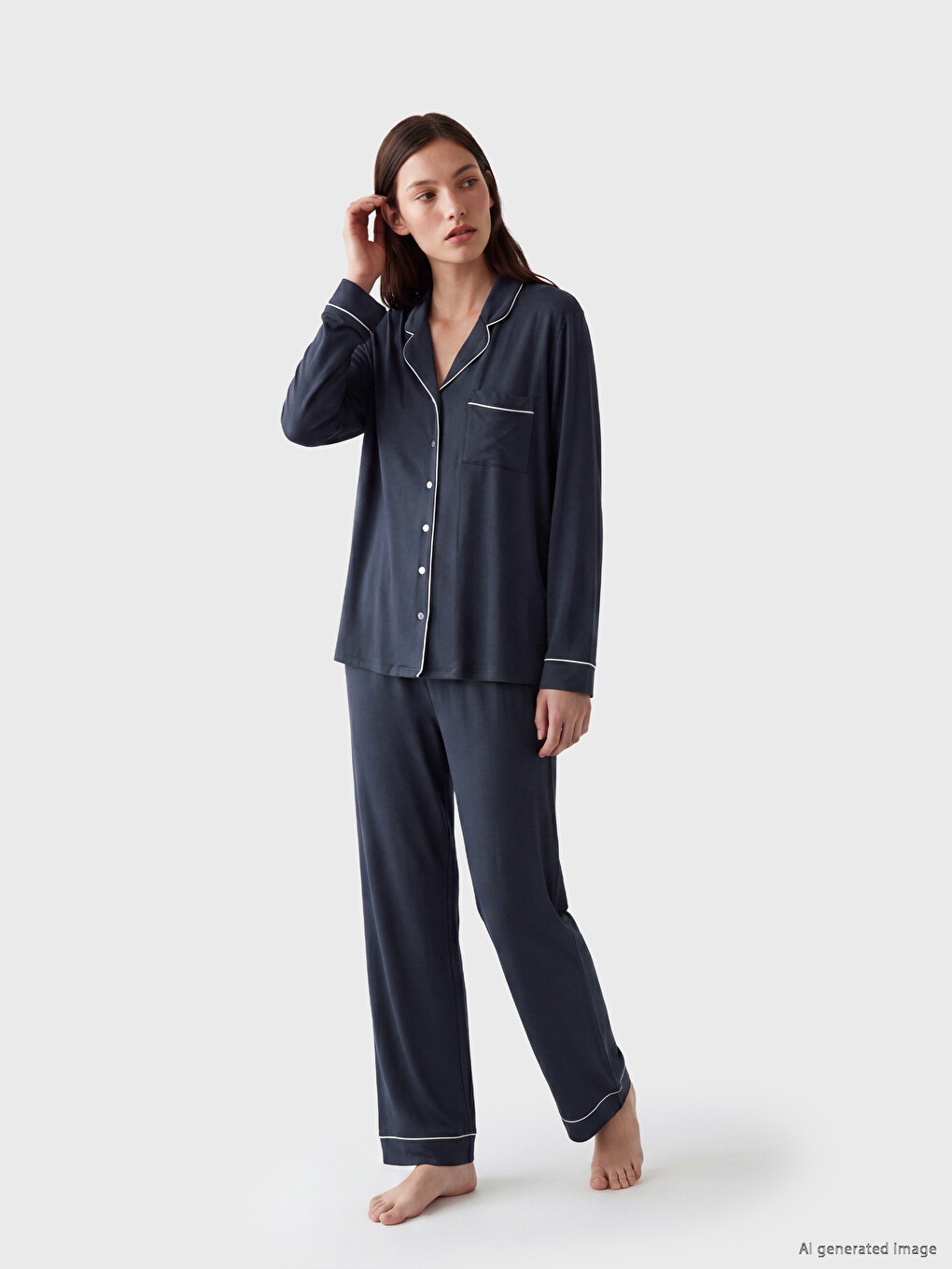 Set De Pijama Pentru Femei Cu Guler De Cămașă