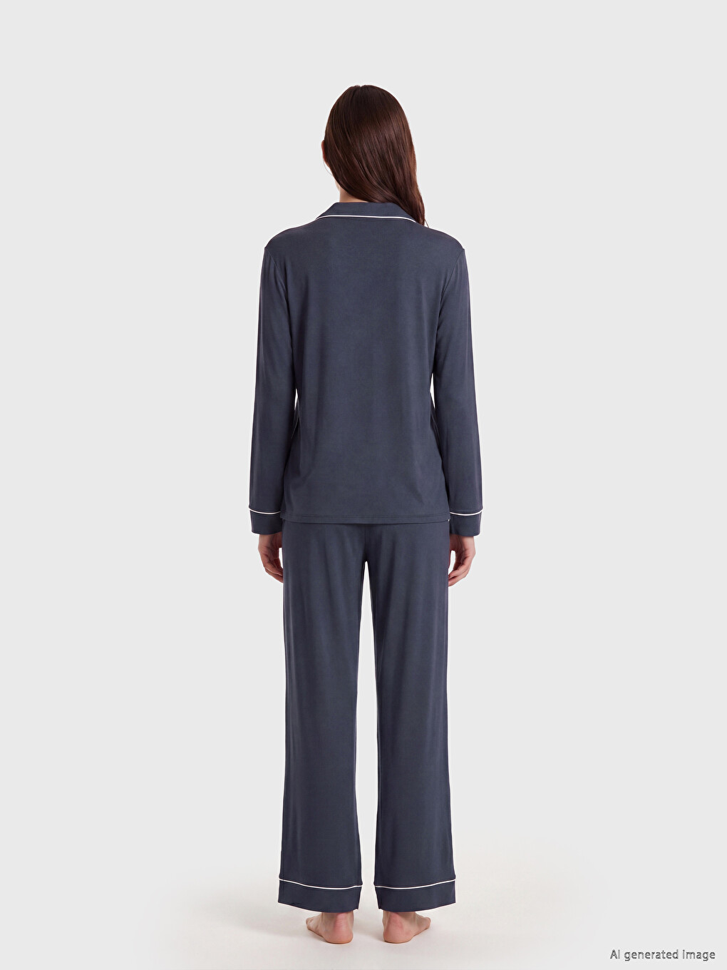 Set De Pijama Pentru Femei Cu Guler De Cămașă-3