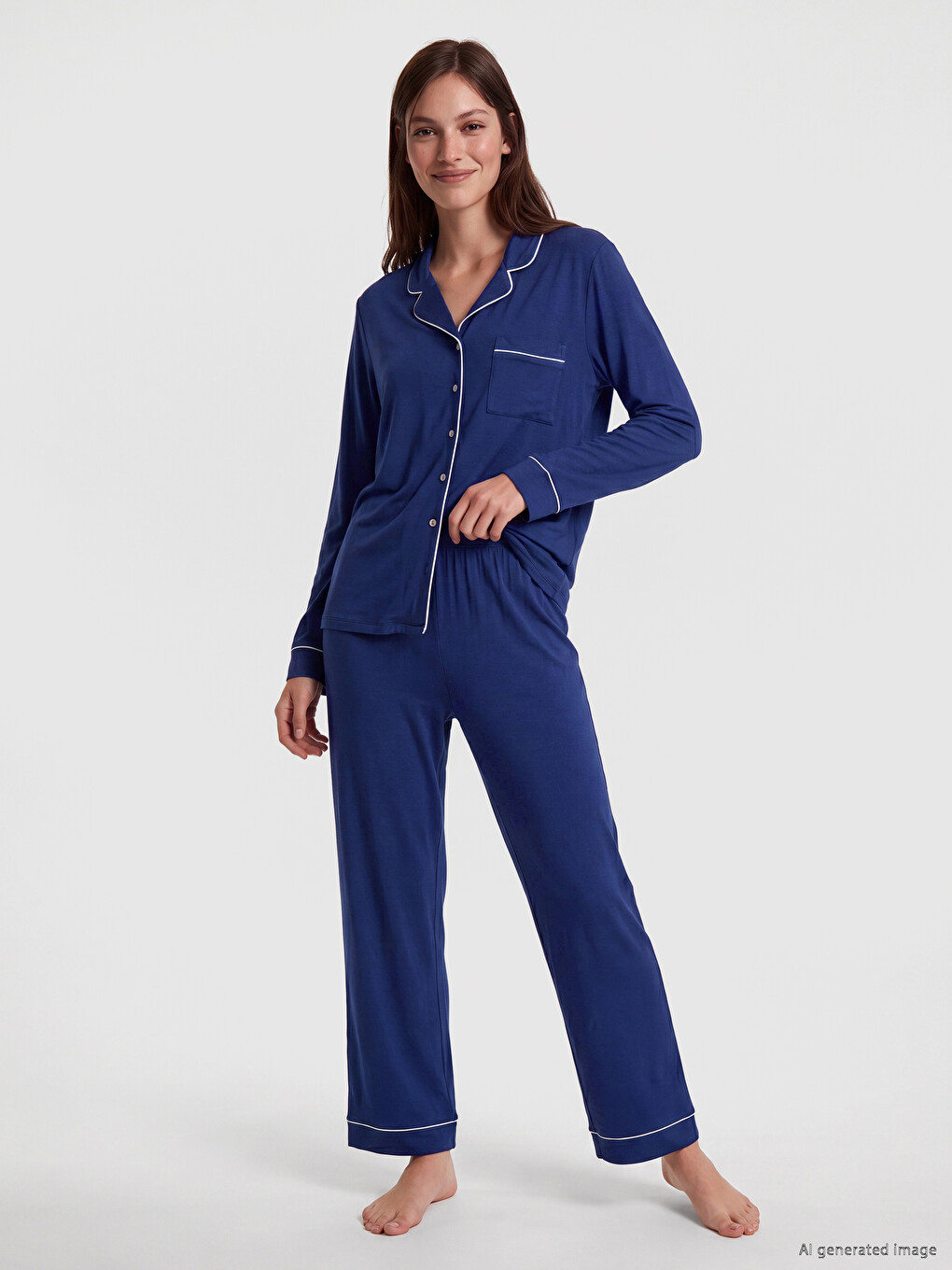 Set De Pijama Pentru Femei Cu Guler De Cămașă