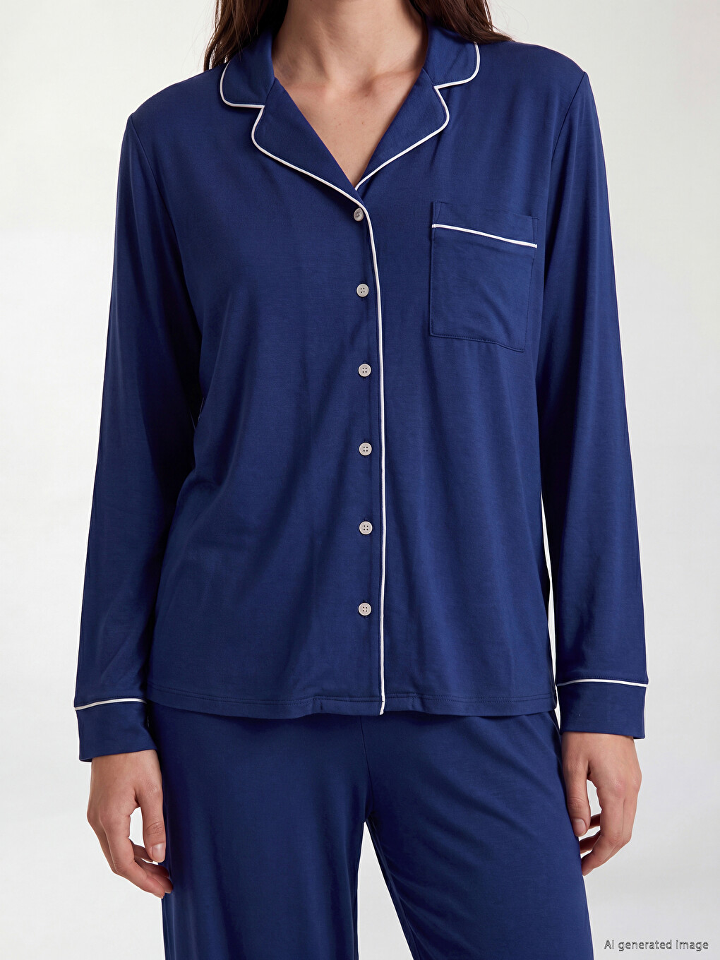 Set De Pijama Pentru Femei Cu Guler De Cămașă-2