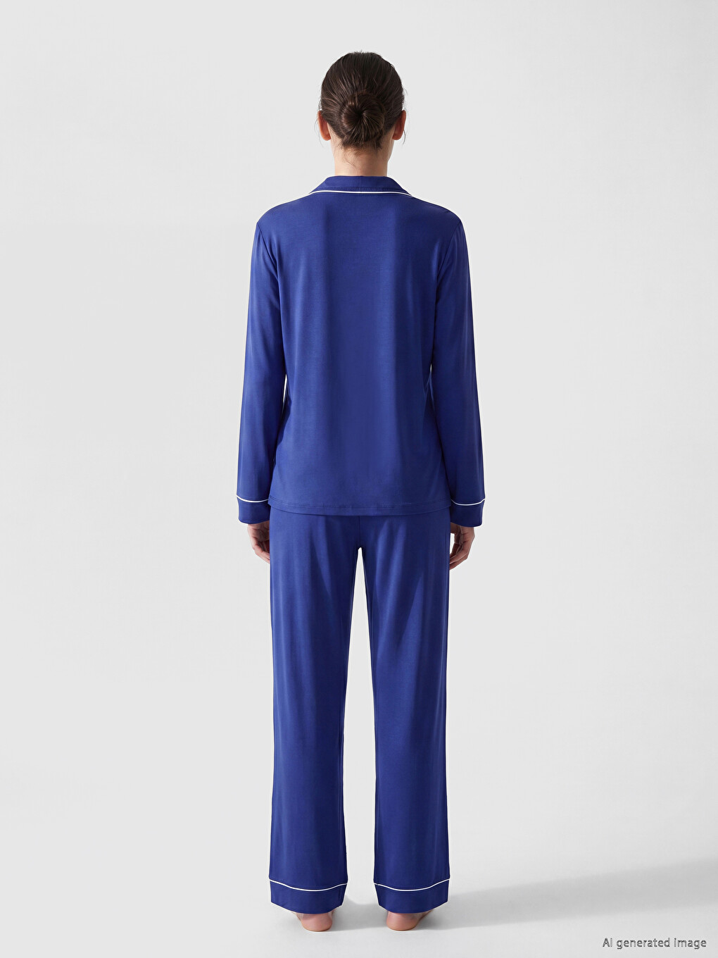 Set De Pijama Pentru Femei Cu Guler De Cămașă-3