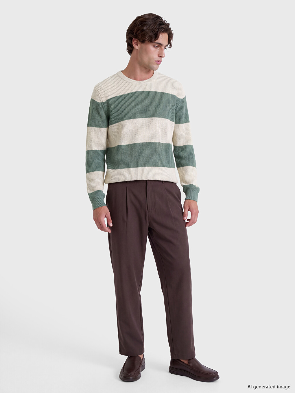 Crew Neck Color Block Men's Knitwear Sweater-1