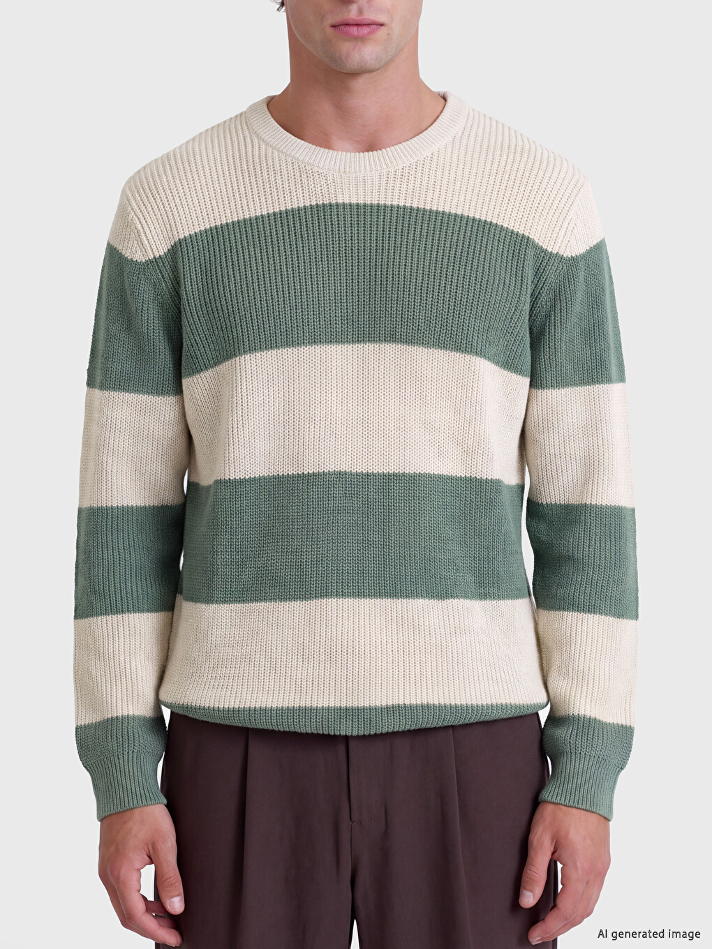 Crew Neck Color Block Men's Knitwear Sweater-2