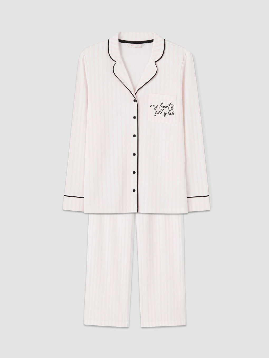 Ekru Gömlek Yaka Çizgili Kadın Pijama Üstü-2