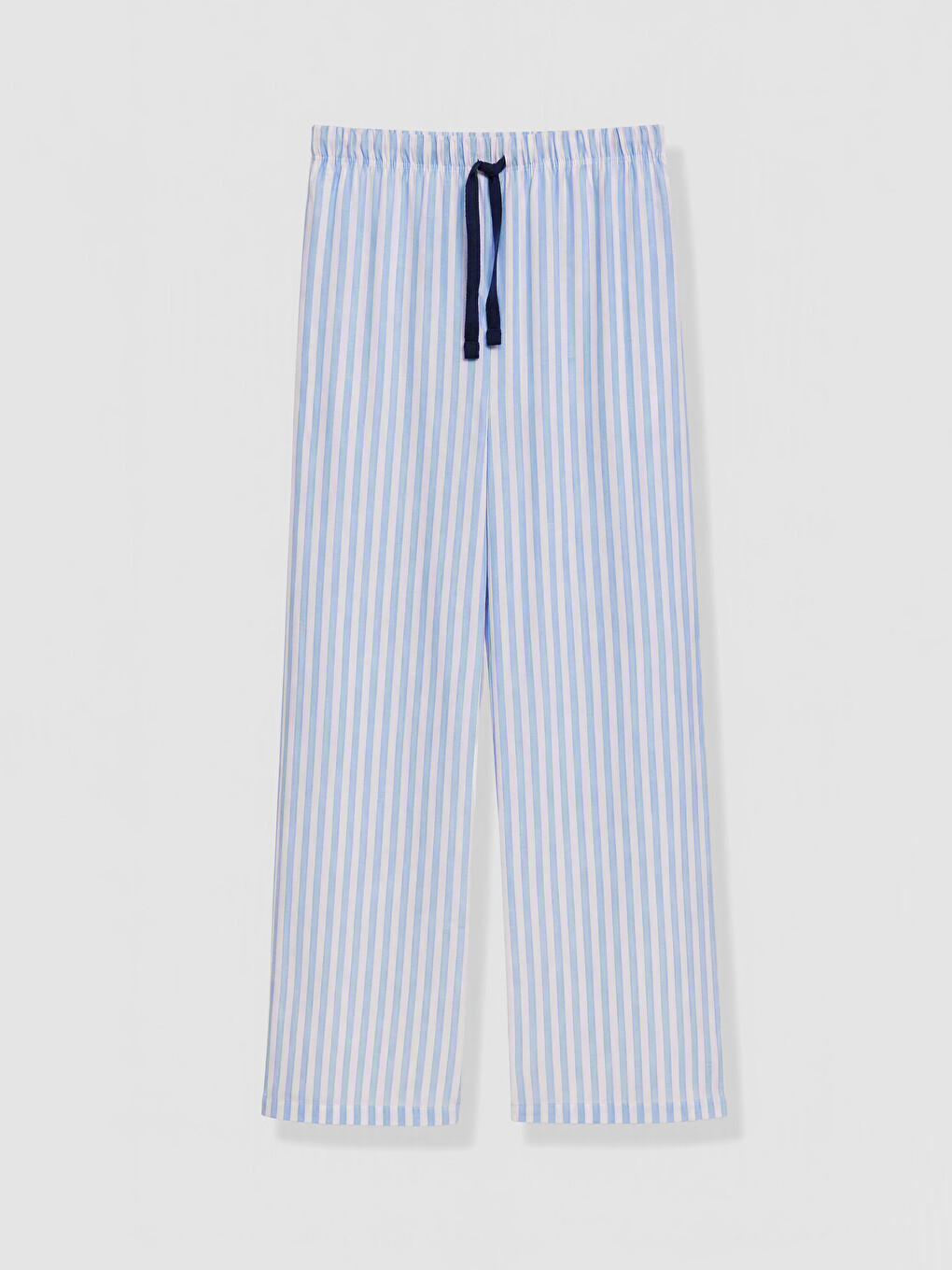 Mavi Gömlek Yaka Çizgili Kadın Pijama Takımı-7