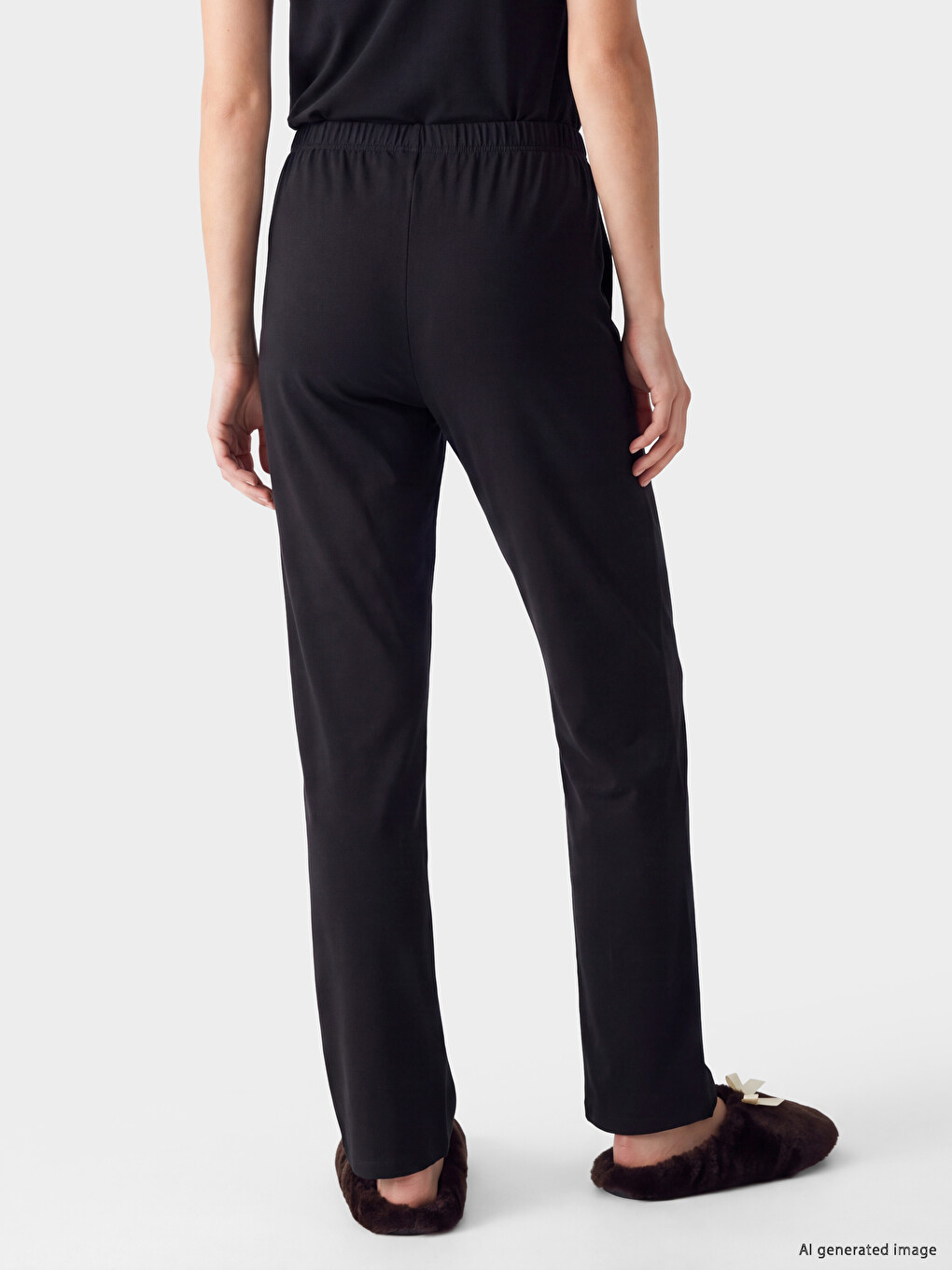 Siyah Beli Lastikli Kadın Pijama Altı-3