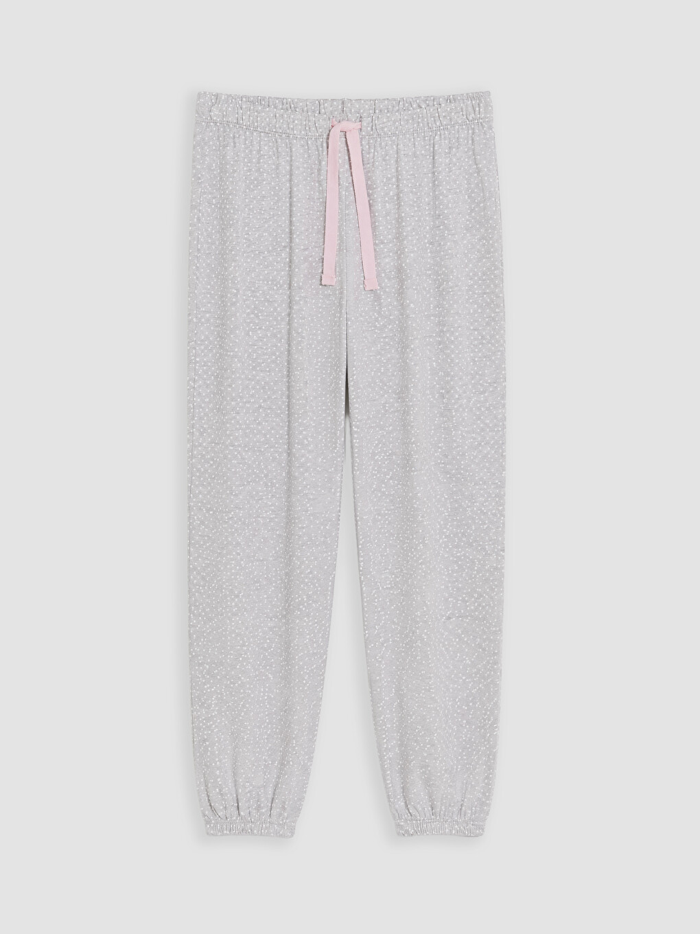 Gri Beli Lastikli Puantiyeli Kadın Pijama Altı