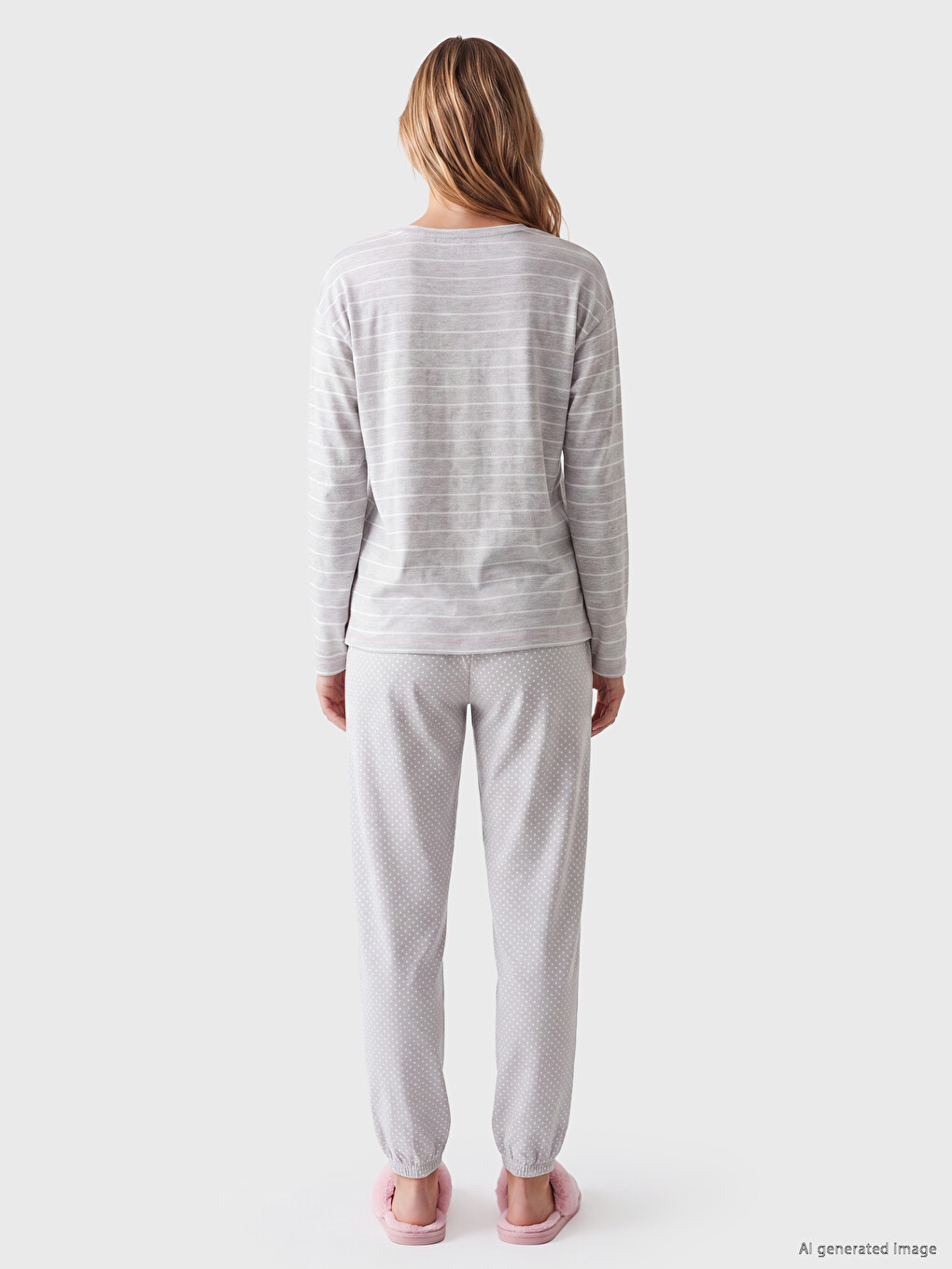 Crew Neck Striped Women's Pyjamas Set-3