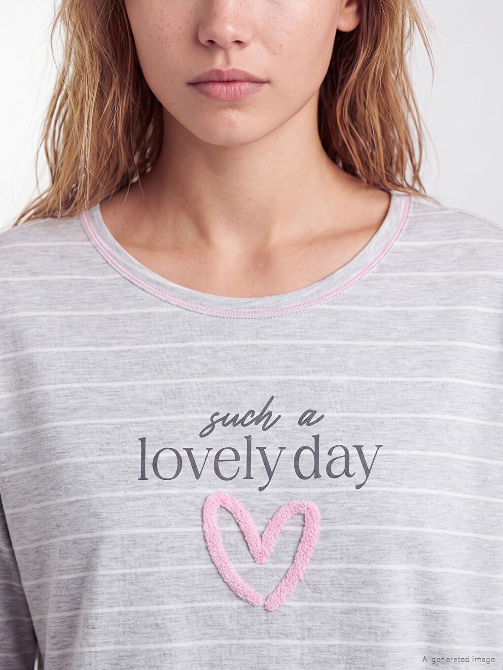 Crew Neck Striped Women's Pyjamas Set-2