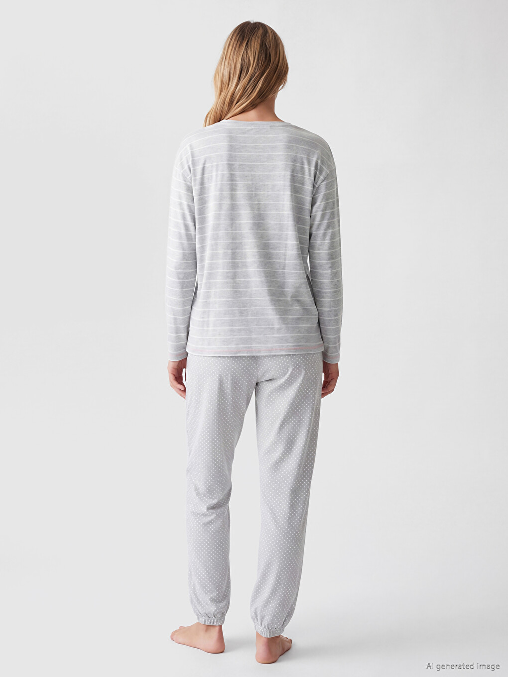 Crew Neck Striped Women's Pyjamas Set-3