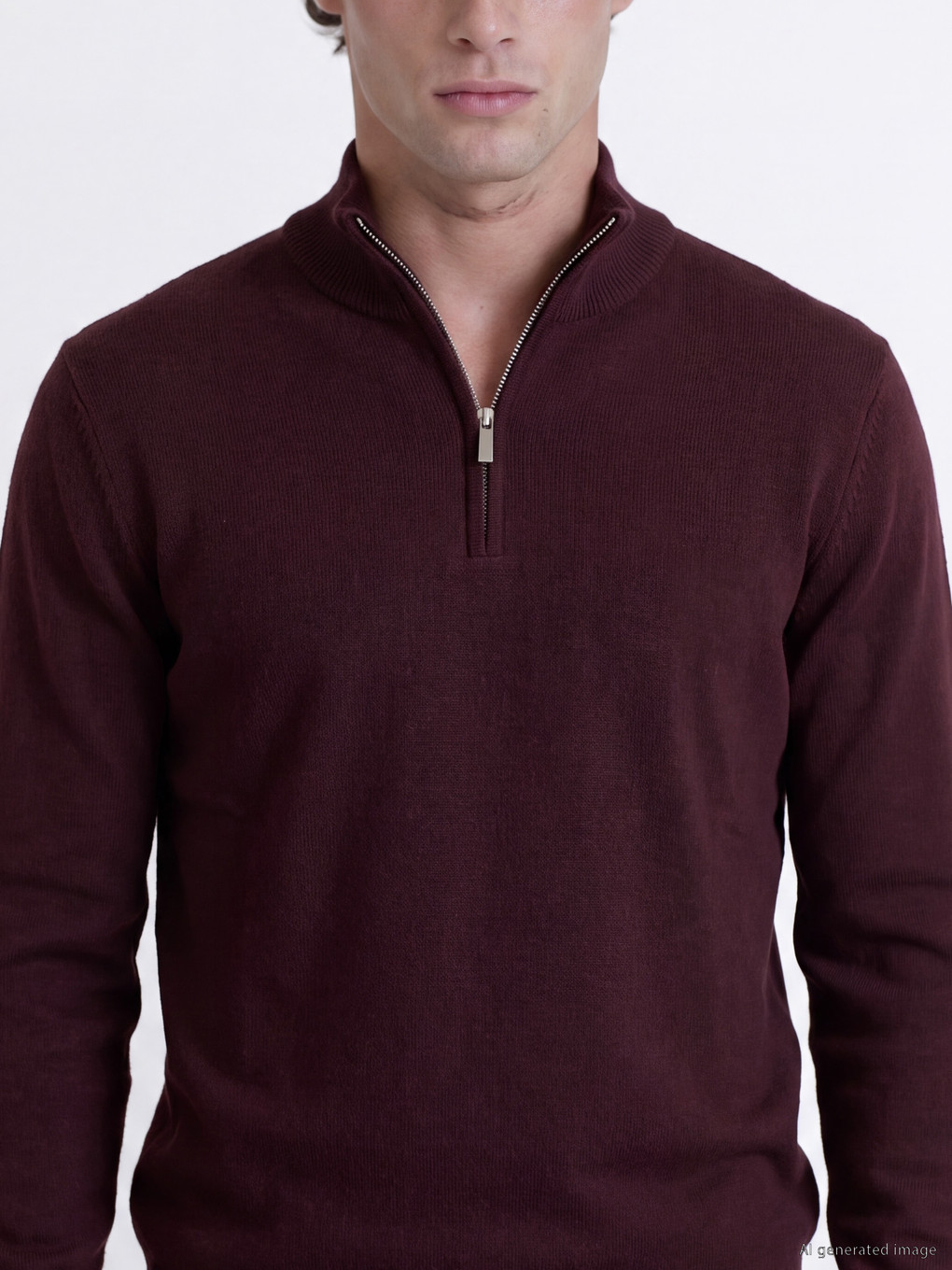 Pulover Tricotat Mock Neck Bărbați-2